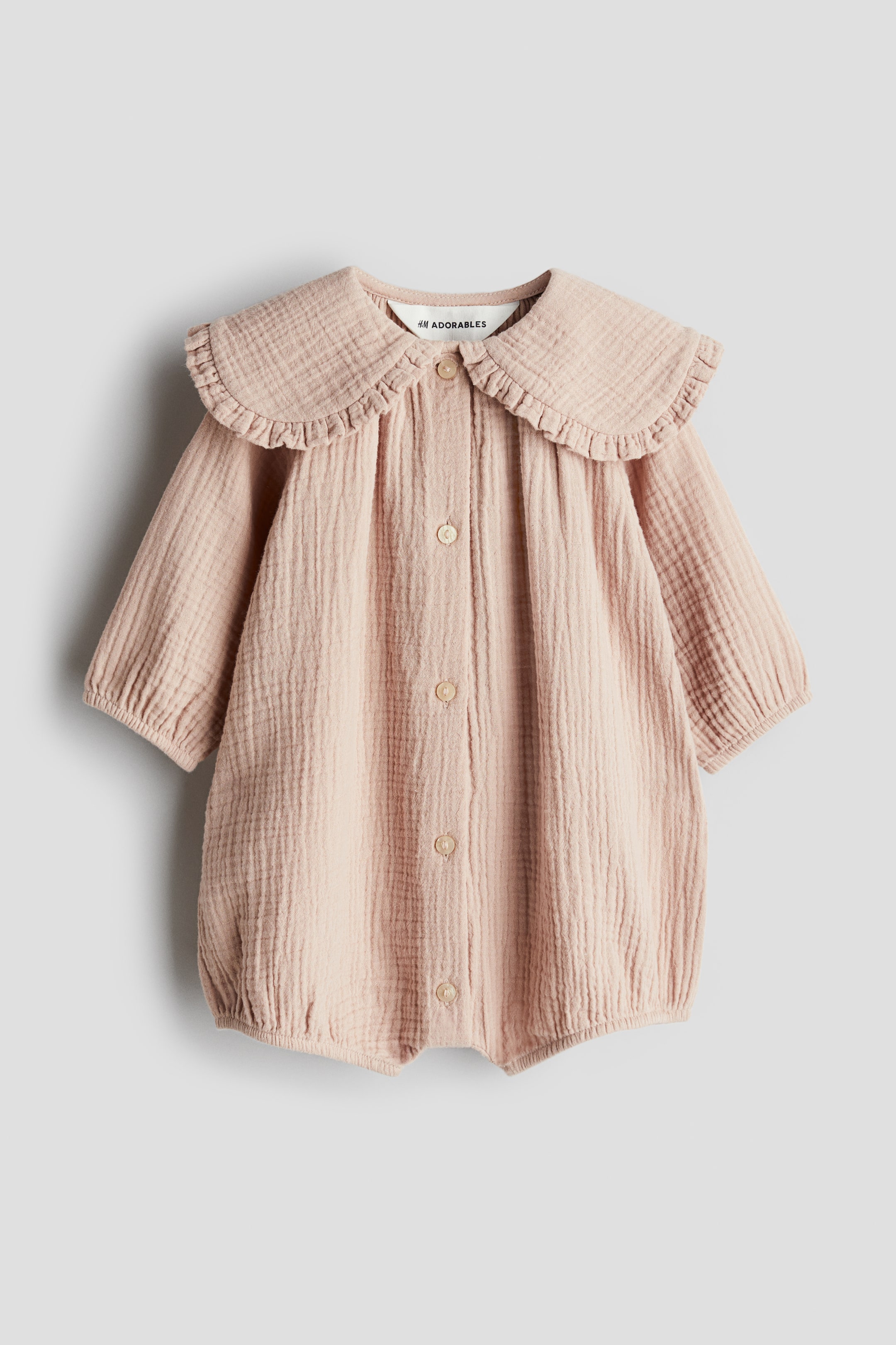 Cotton muslin romper suit - Light dusty pink - Kids | H&M GB 5