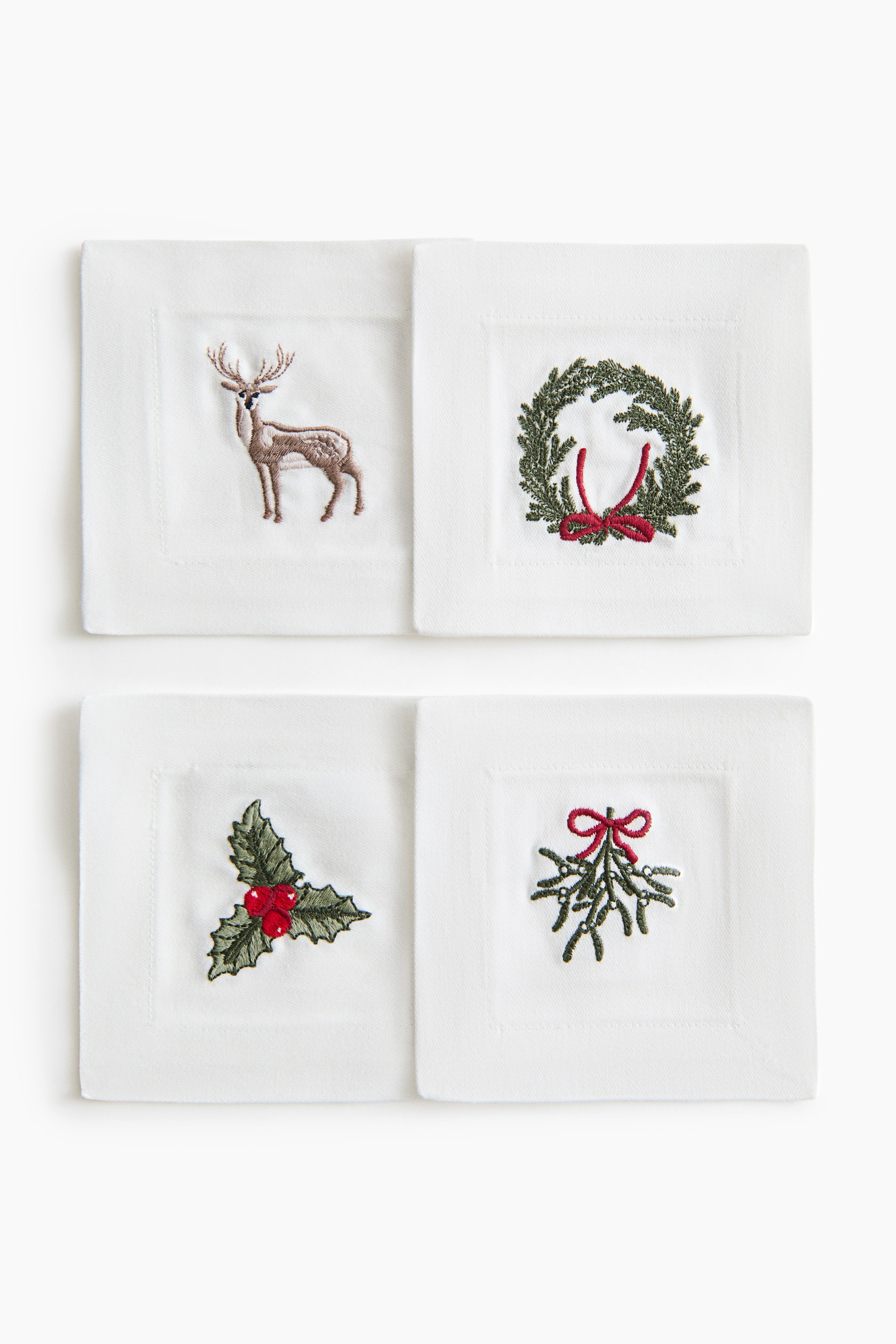 4-Pack Embroidered Sateen Coasters