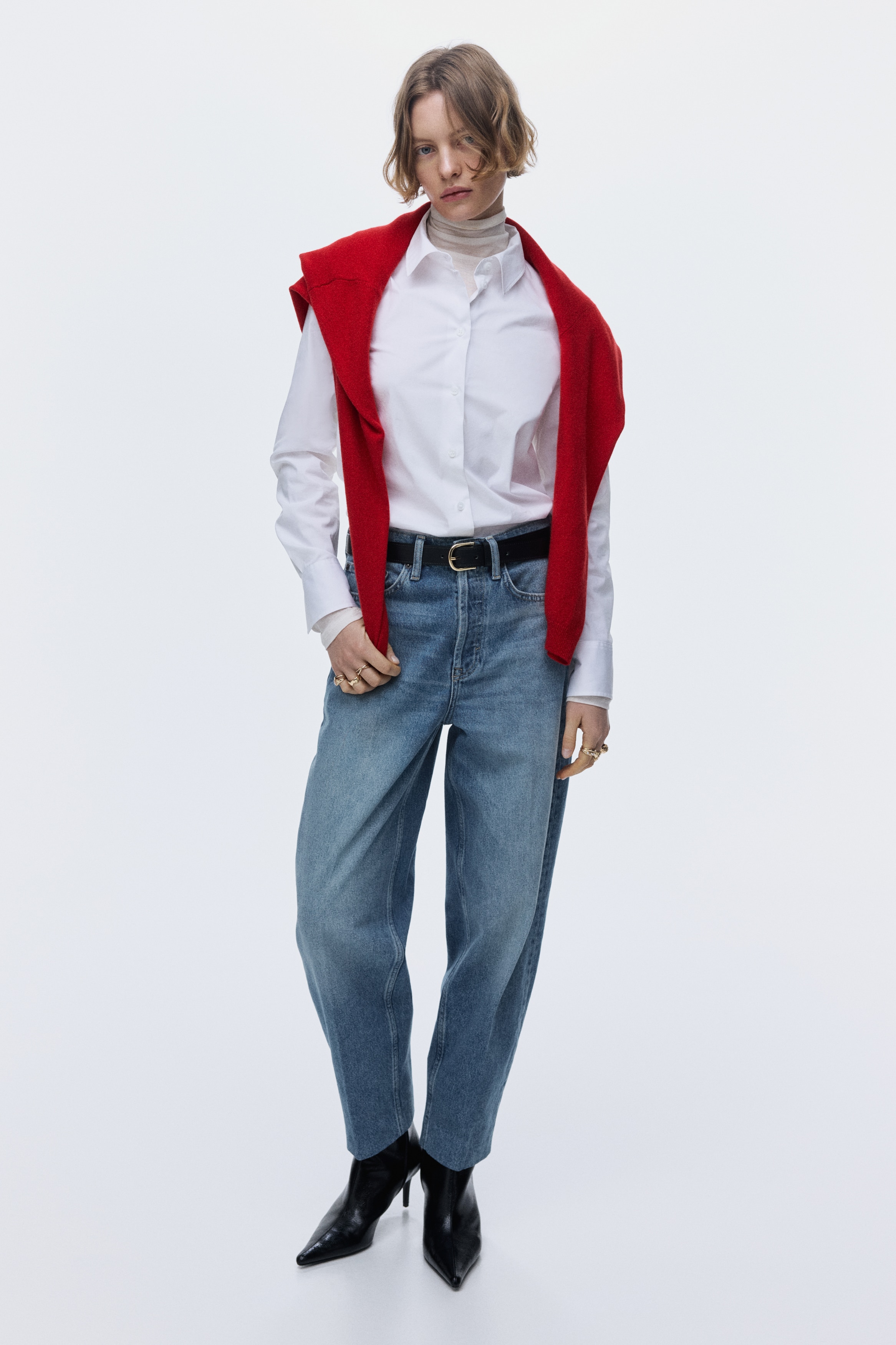 Barrel High Ankle Jeans - Albastru-denim/Albastru-denim