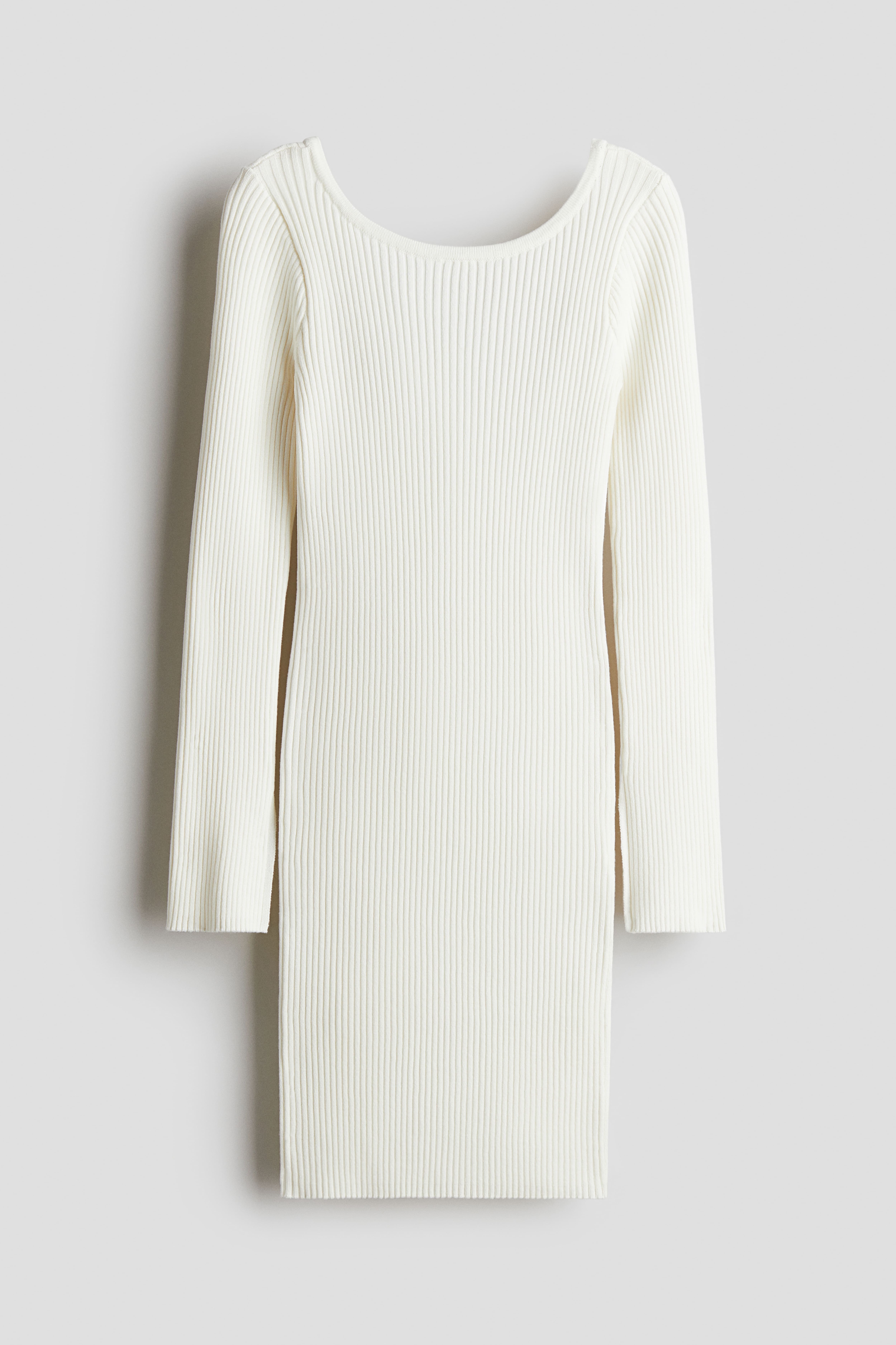 Rib-knit dress - Boat Neck - Long sleeve - White - Kids | H&M US