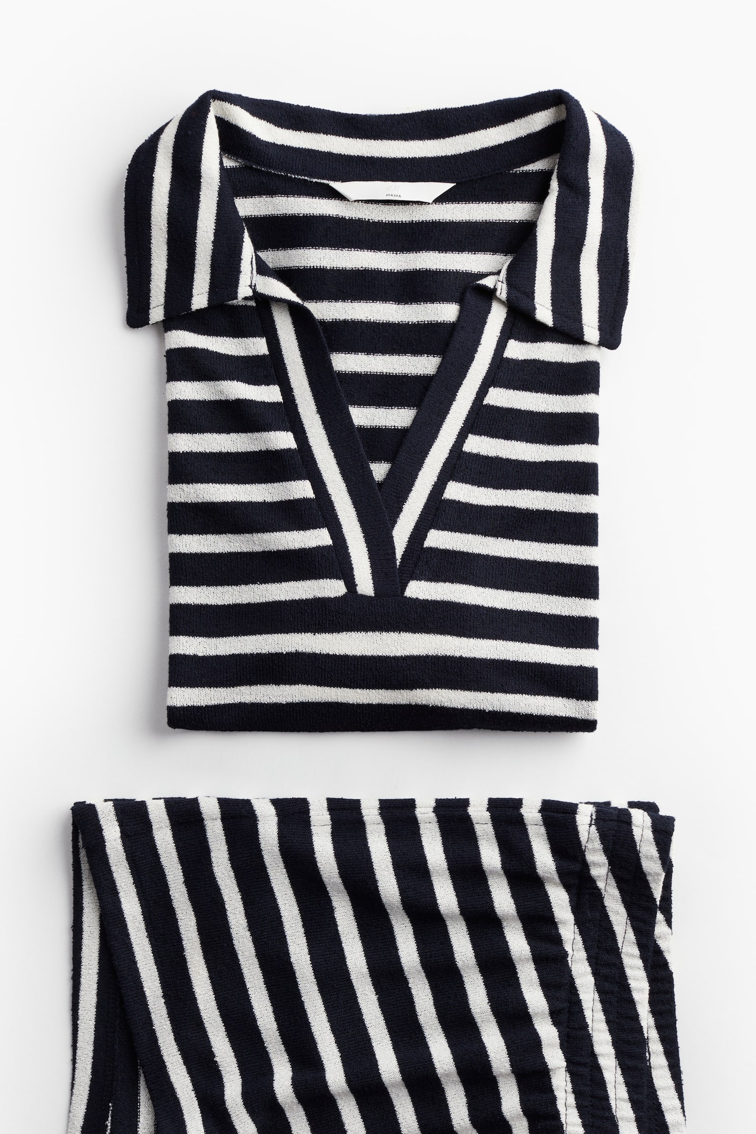 MAMA 2-piece knitted set - Navy blue/Striped/Cream - 6