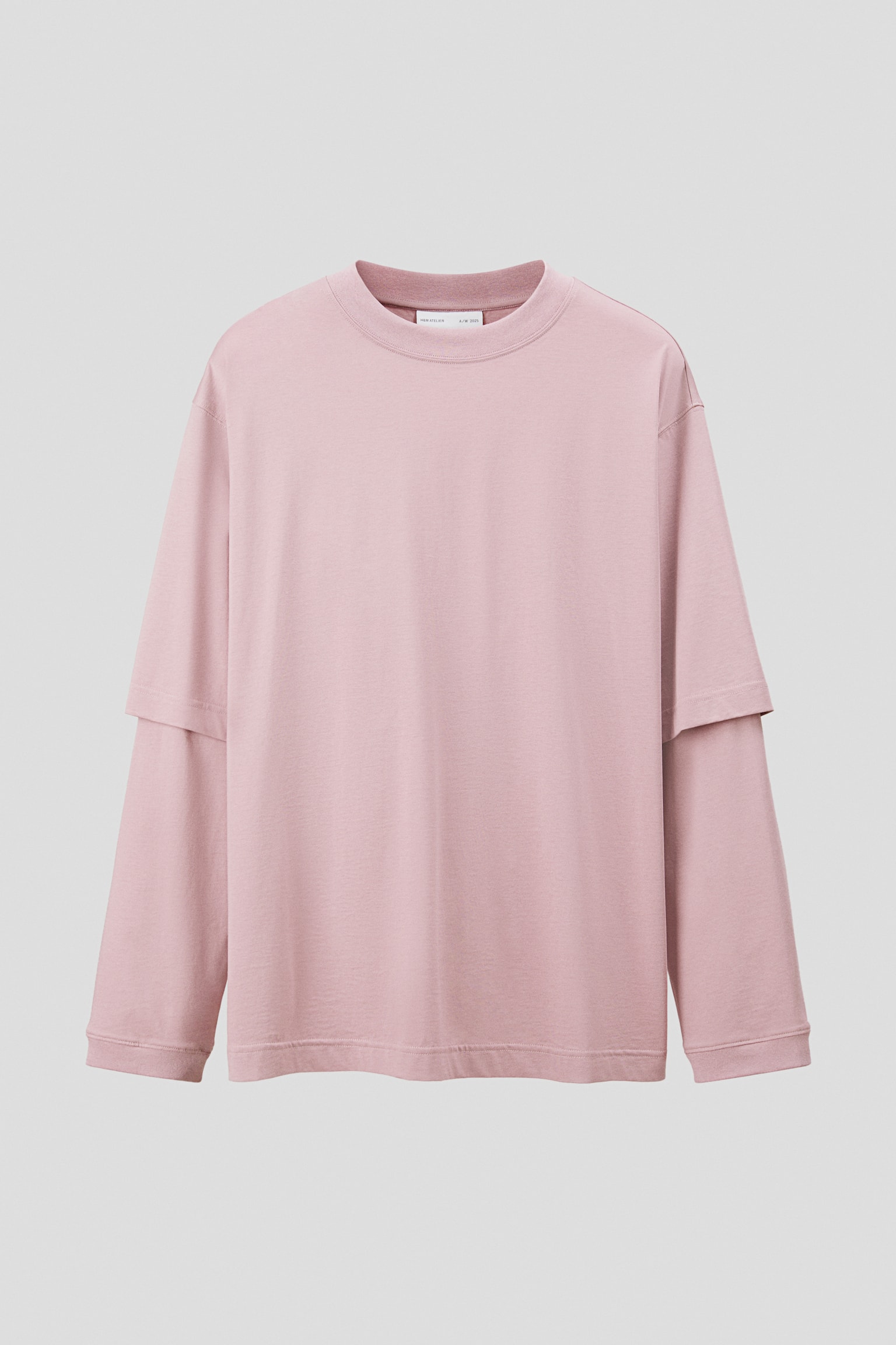 Мужская рубашка H&M Layered Pima Cotton, цвет: Пыльный розовый — фото 1