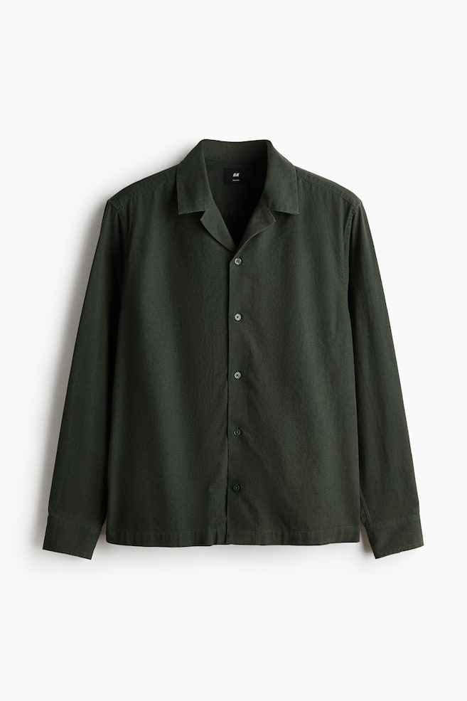 Relaxed Fit Linen-blend resort shirt - Dark green/Dark brown/Light pink/Light yellow - 1