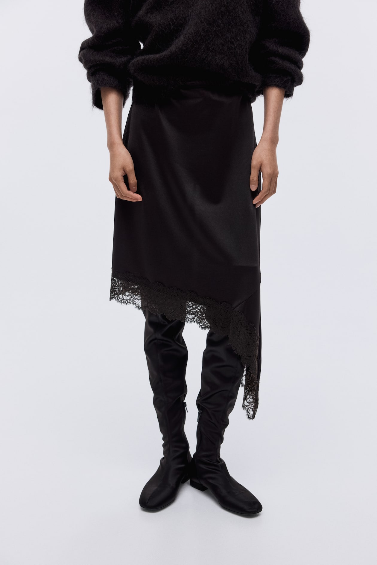 Asymmetric Lace-Trimmed Skirt - image 3