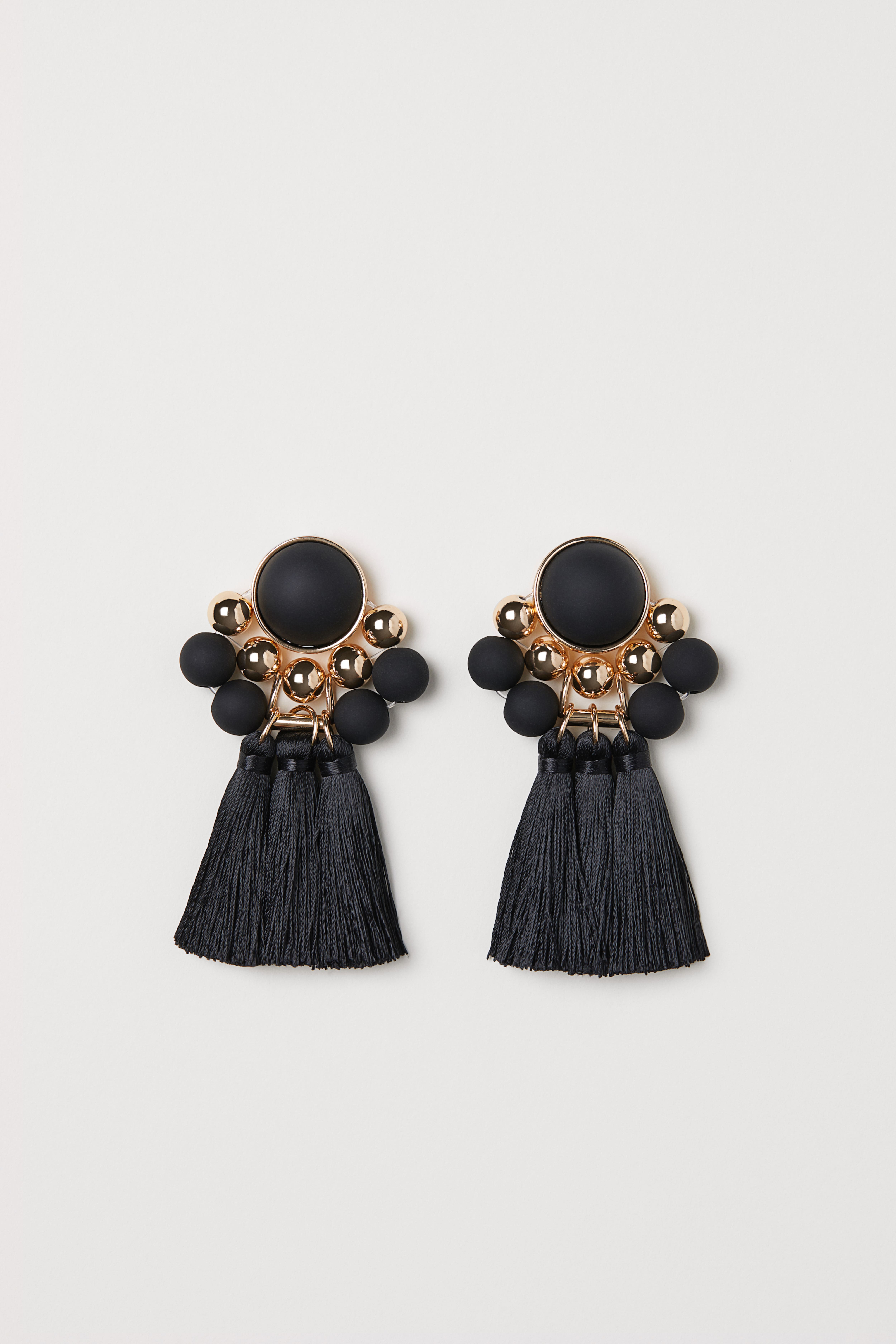 Black tassel earrings h&m best sale