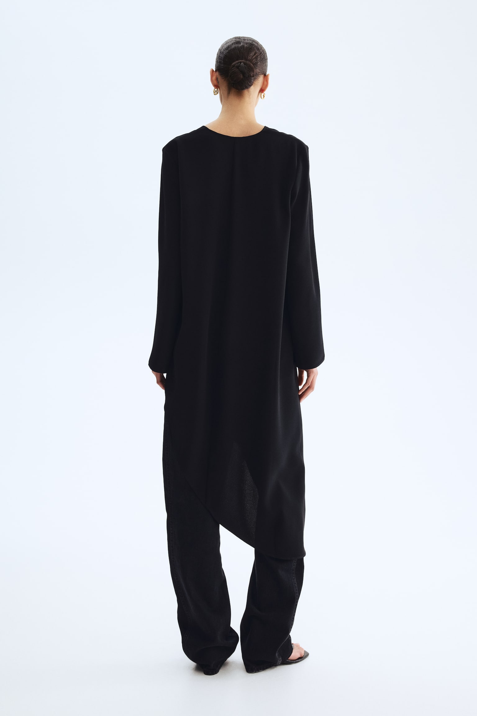 Asymmetric dress - Black/Cream/Plum purple - 8
