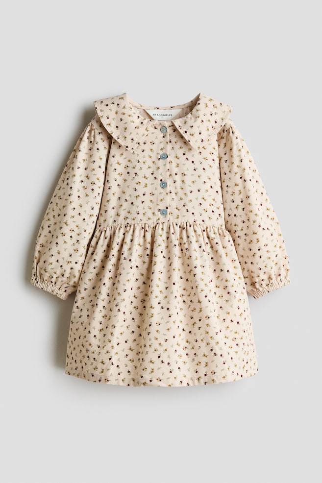 Vestido marinero de pana - Beige claro/Floral/Rosa empolvado - 1