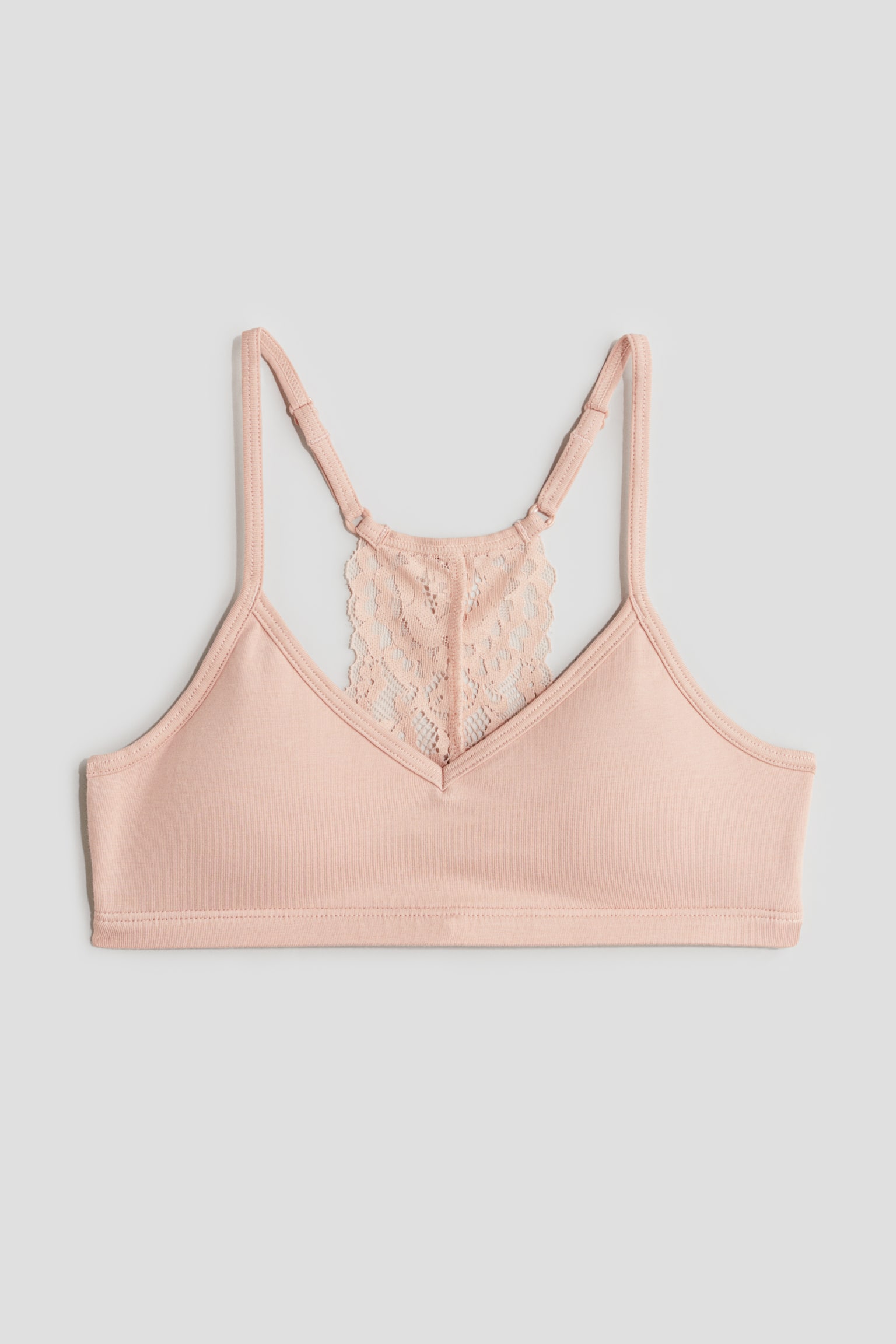 Lace-detail crop top - Pink/White - 1