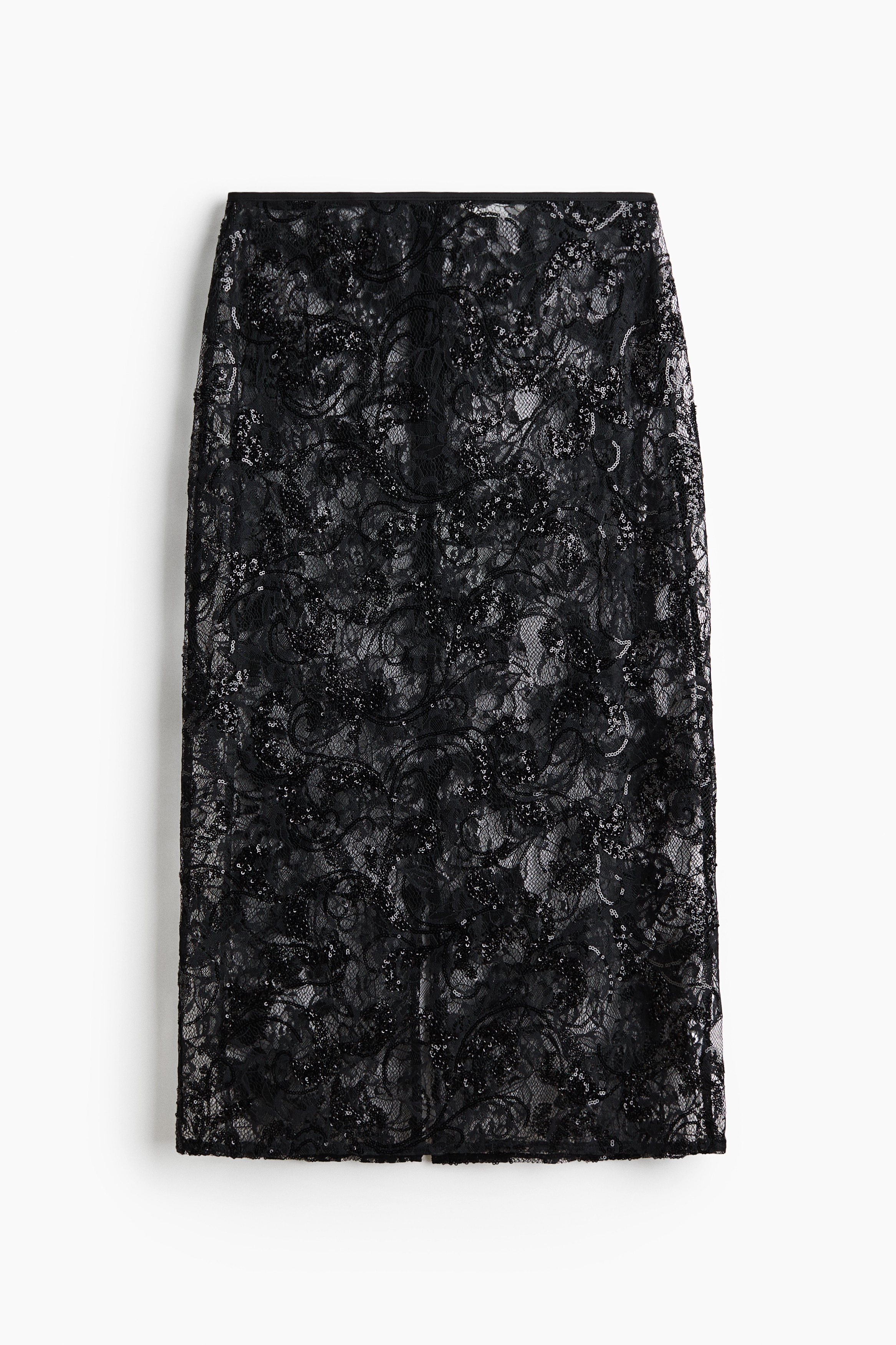 Embellished Lace Skirt - Black