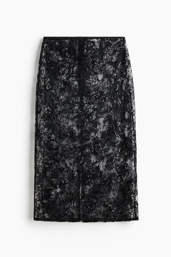 Embellished lace skirt - Black - 1