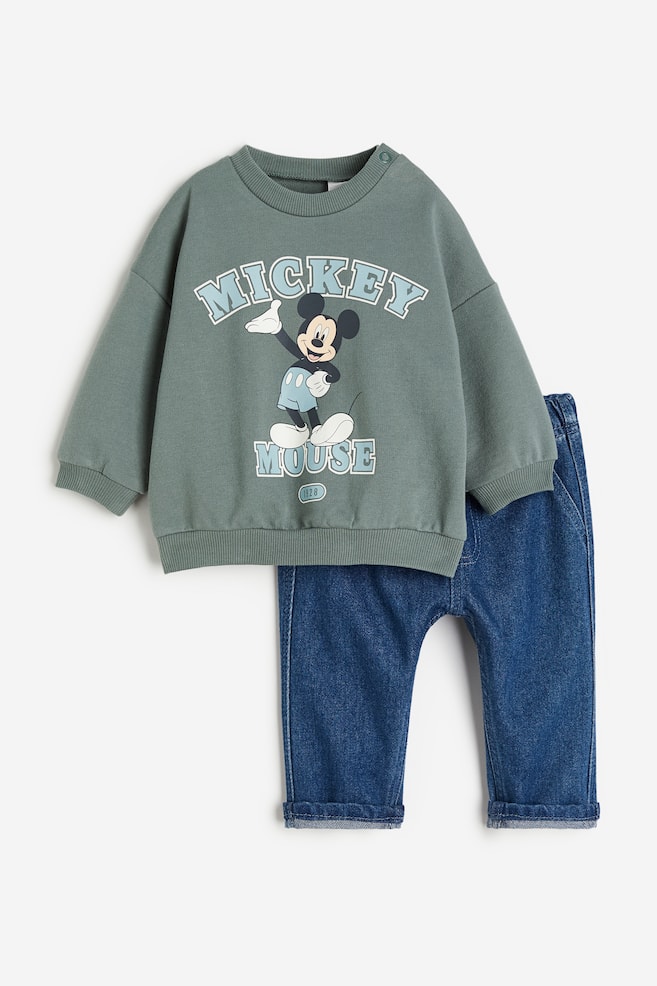 2-piece sweatshirt and joggers set - Green/Mickey Mouse - 1
