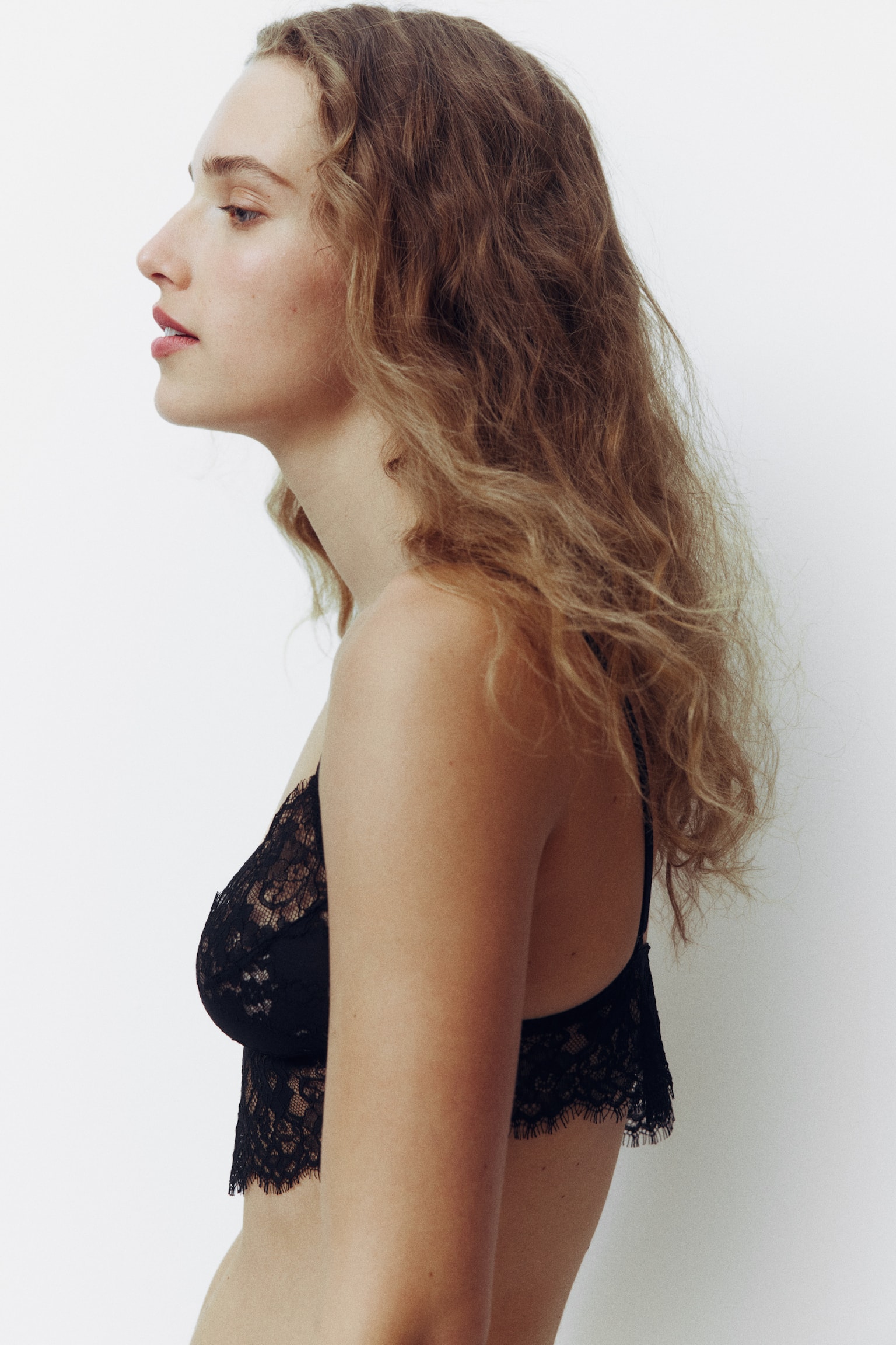 Asymmetric lace bralette - Black/Dark dusty pink - 5