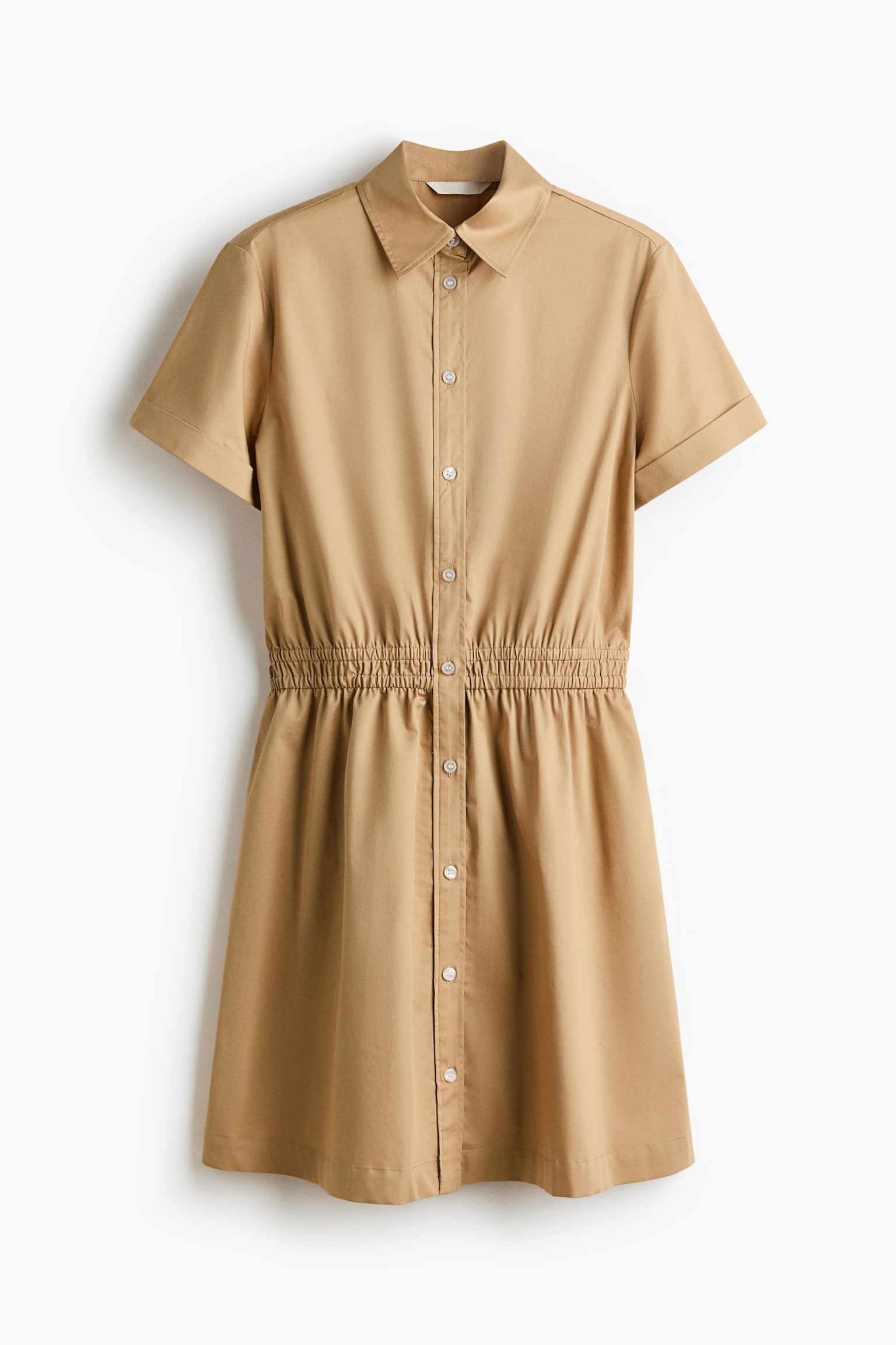 Short-sleeved shirt dress - Beige/Blue