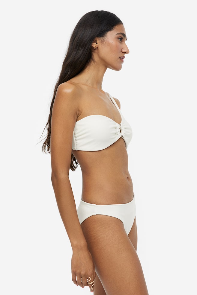 Vattert one shoulder-bikinitopp - Hvit/Sort - 3