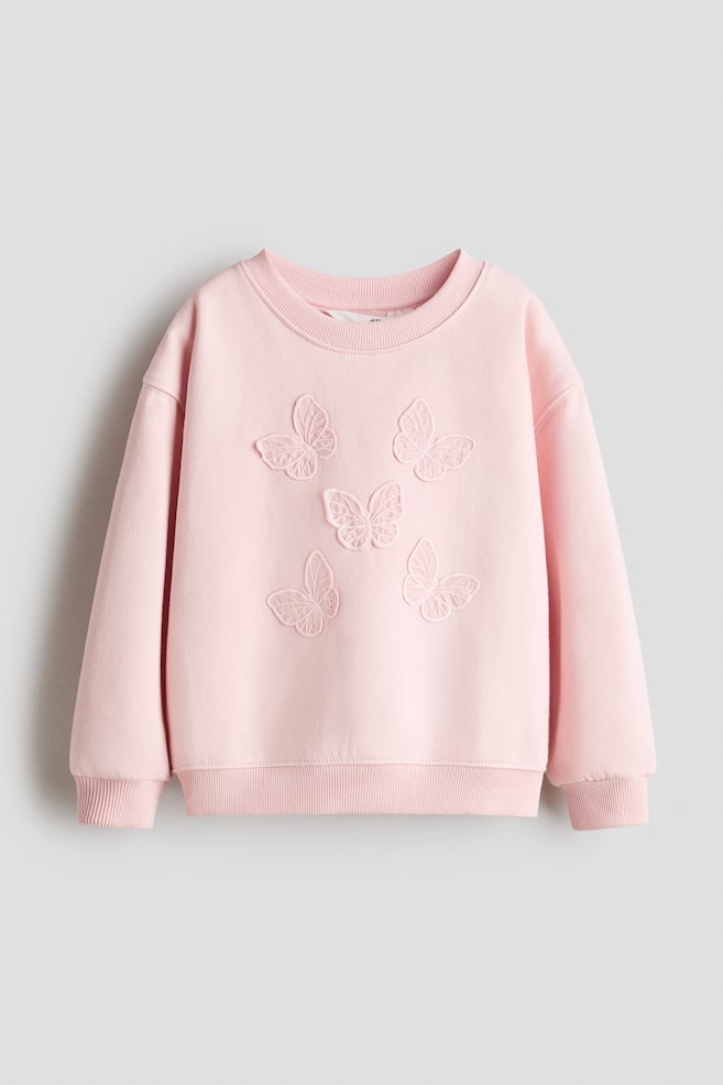 Sweatshirt with Motif - Light pink/butterflies/Light pink/bows - 1