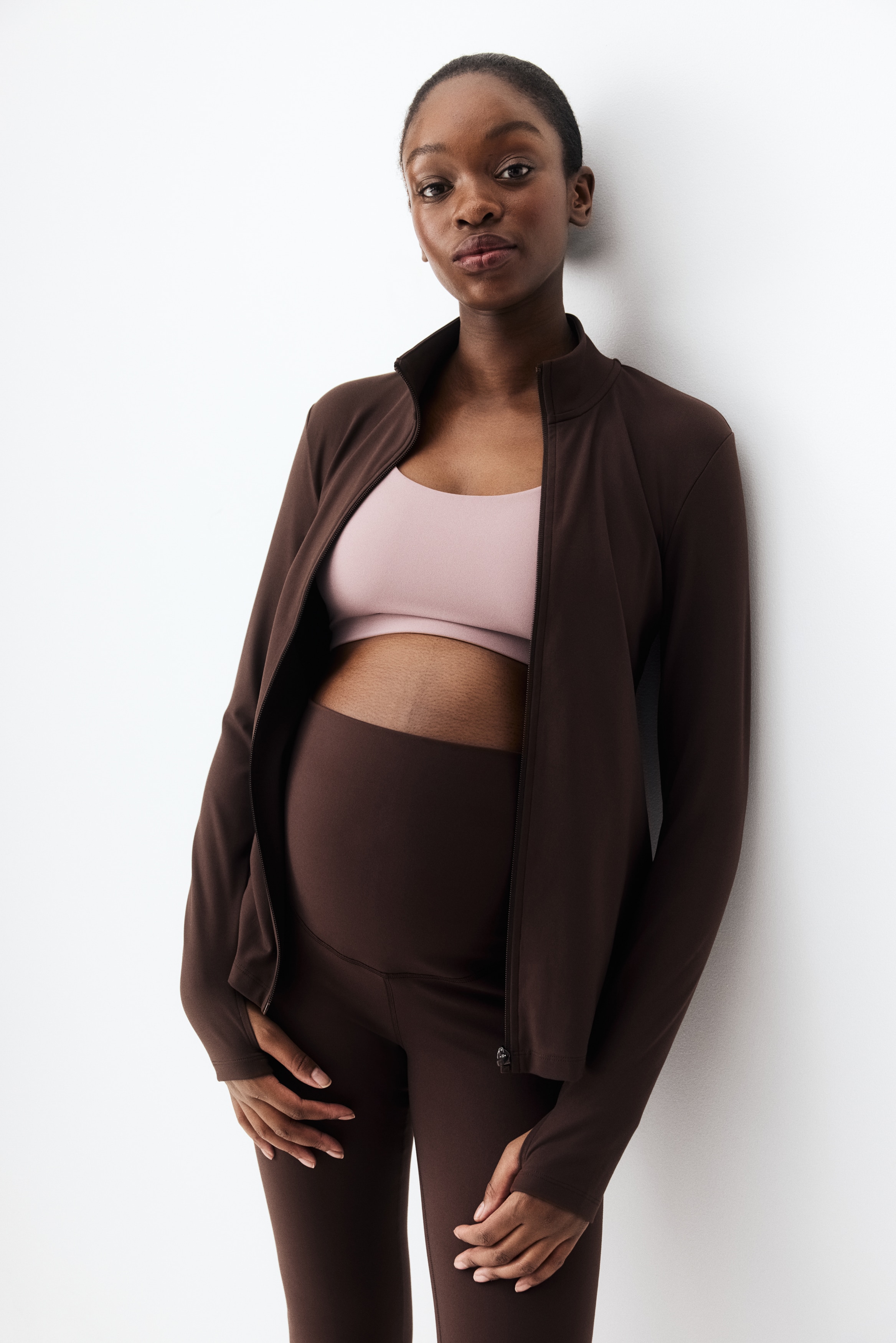 MAMA Sportska dukserica s rajsferšlusom - Tamnosmeđa/Crna