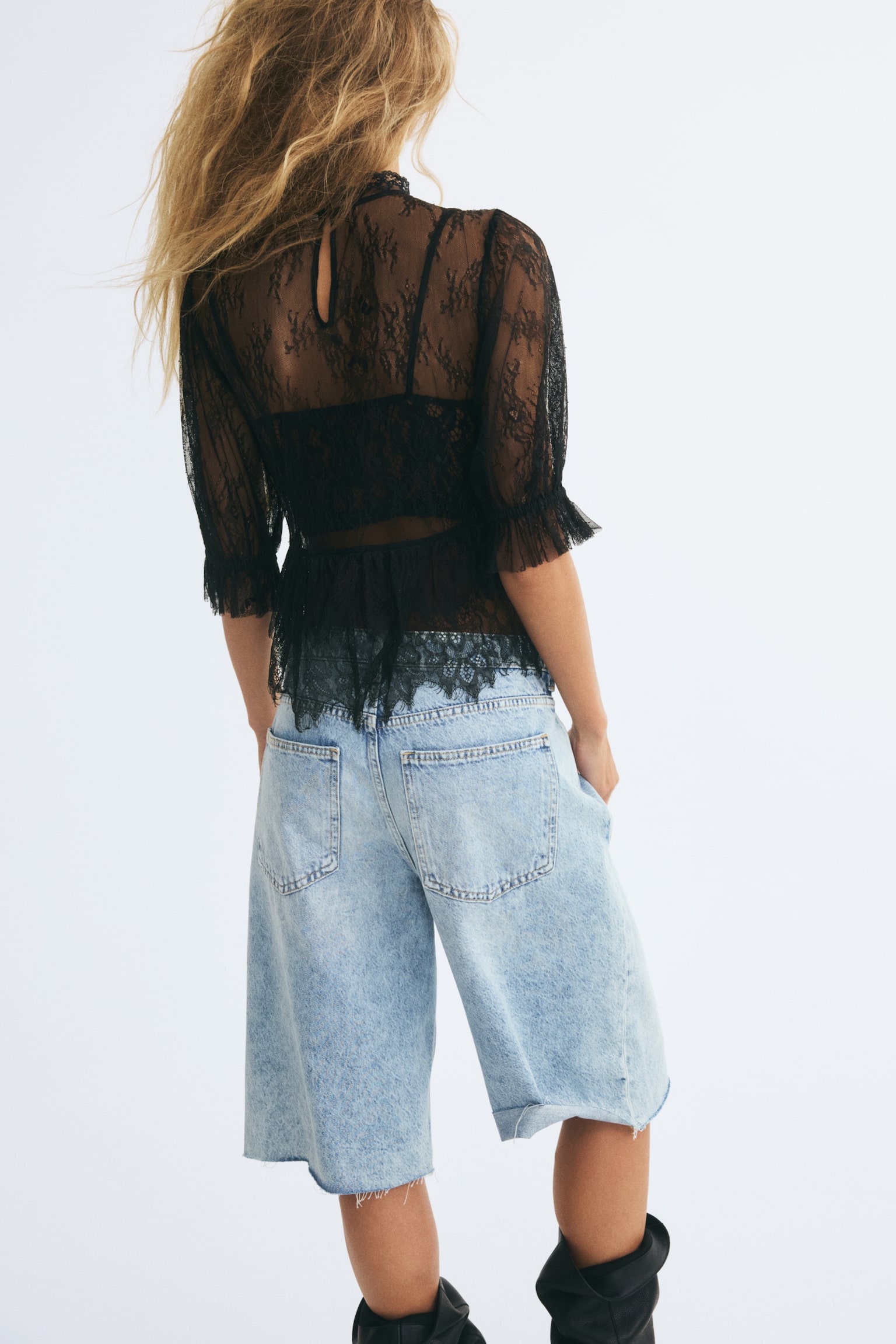 Женская блузка H&M Lace Blouse, цвет: Чёрный — фото 5