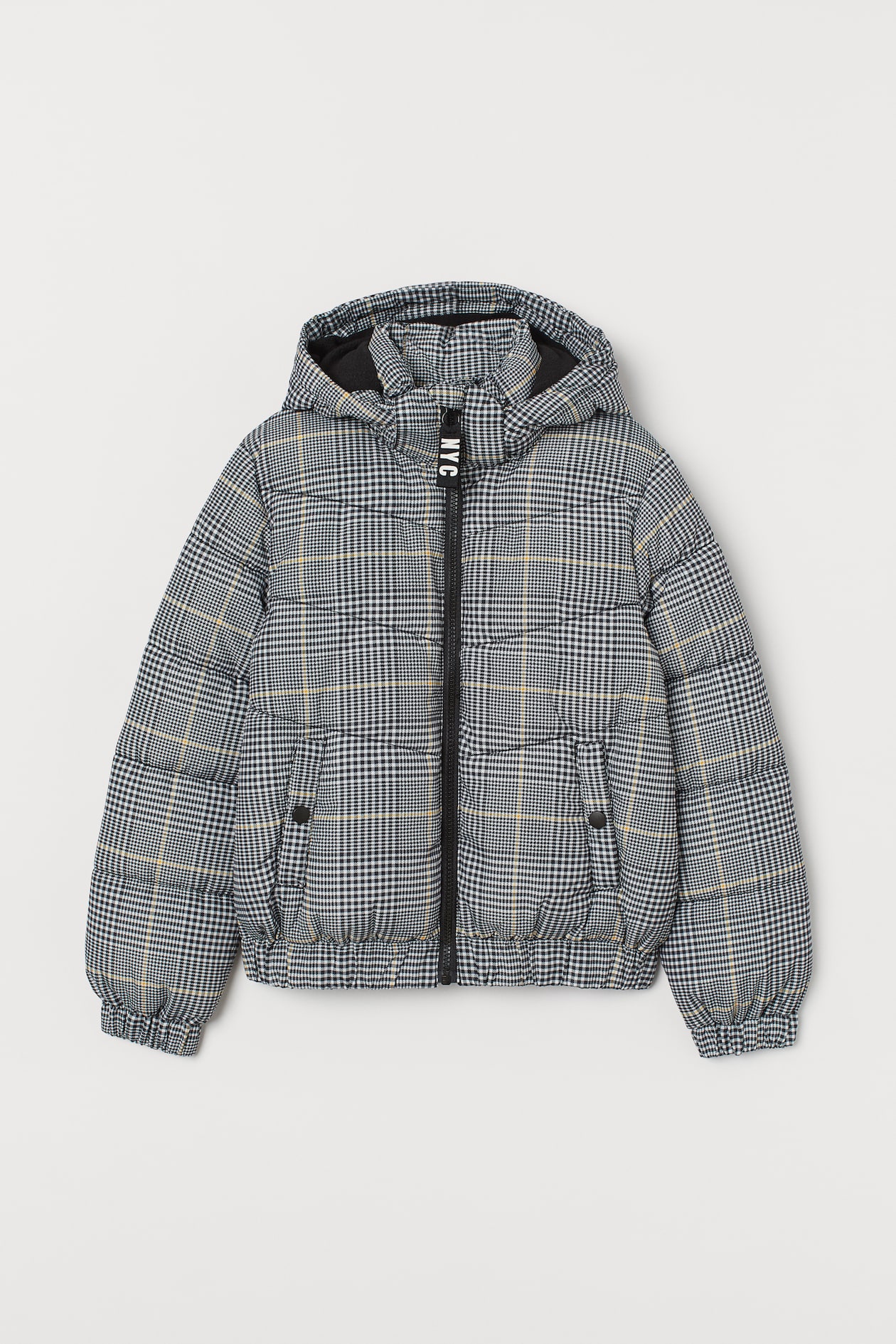 Water-repellent Padded Jacket - Long sleeve - Gray/checked - Kids | H&M US