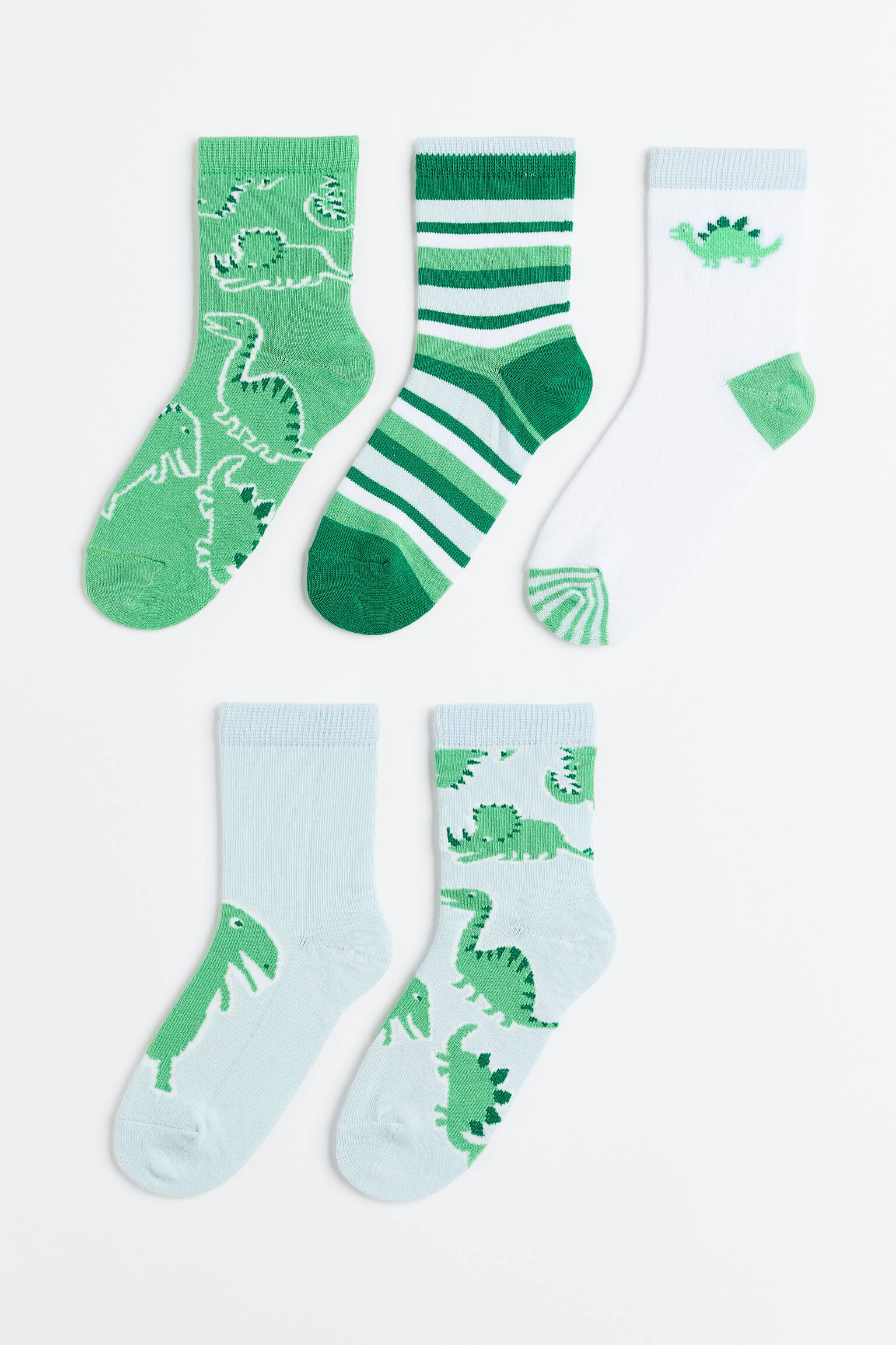 5-pack Socks - Green/Dinosaurs - 1