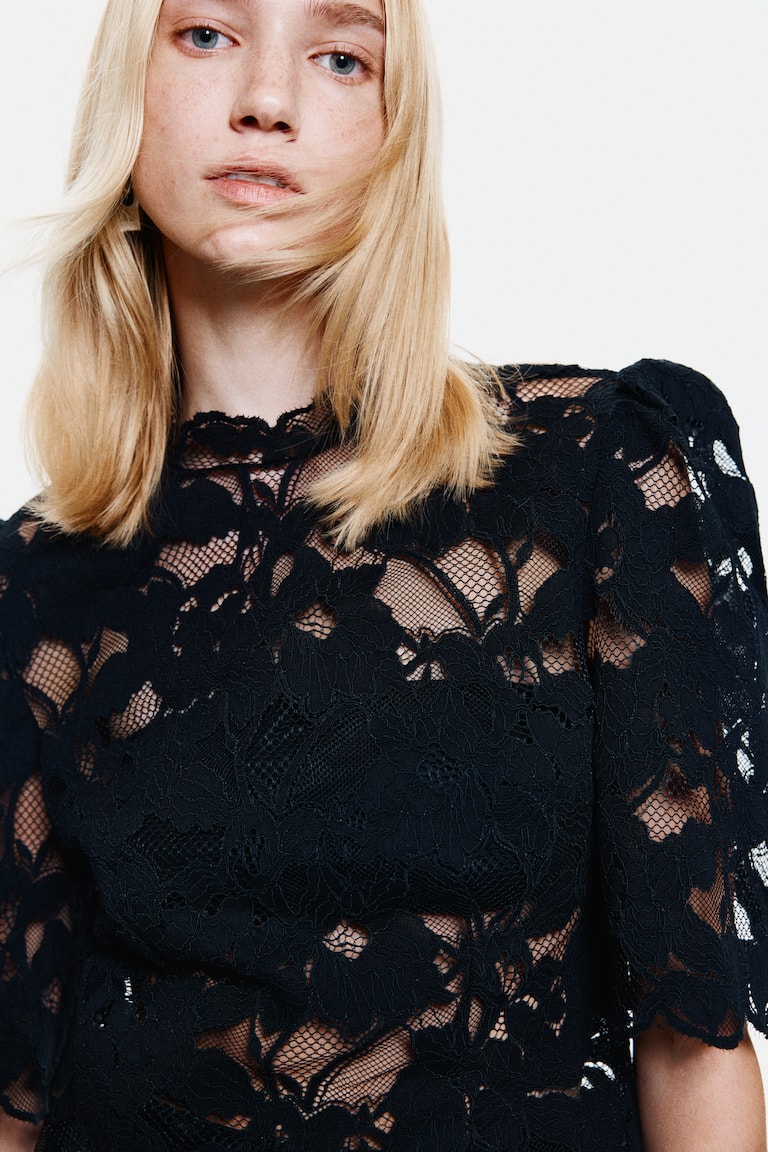 Lace top Black Ladies H&M