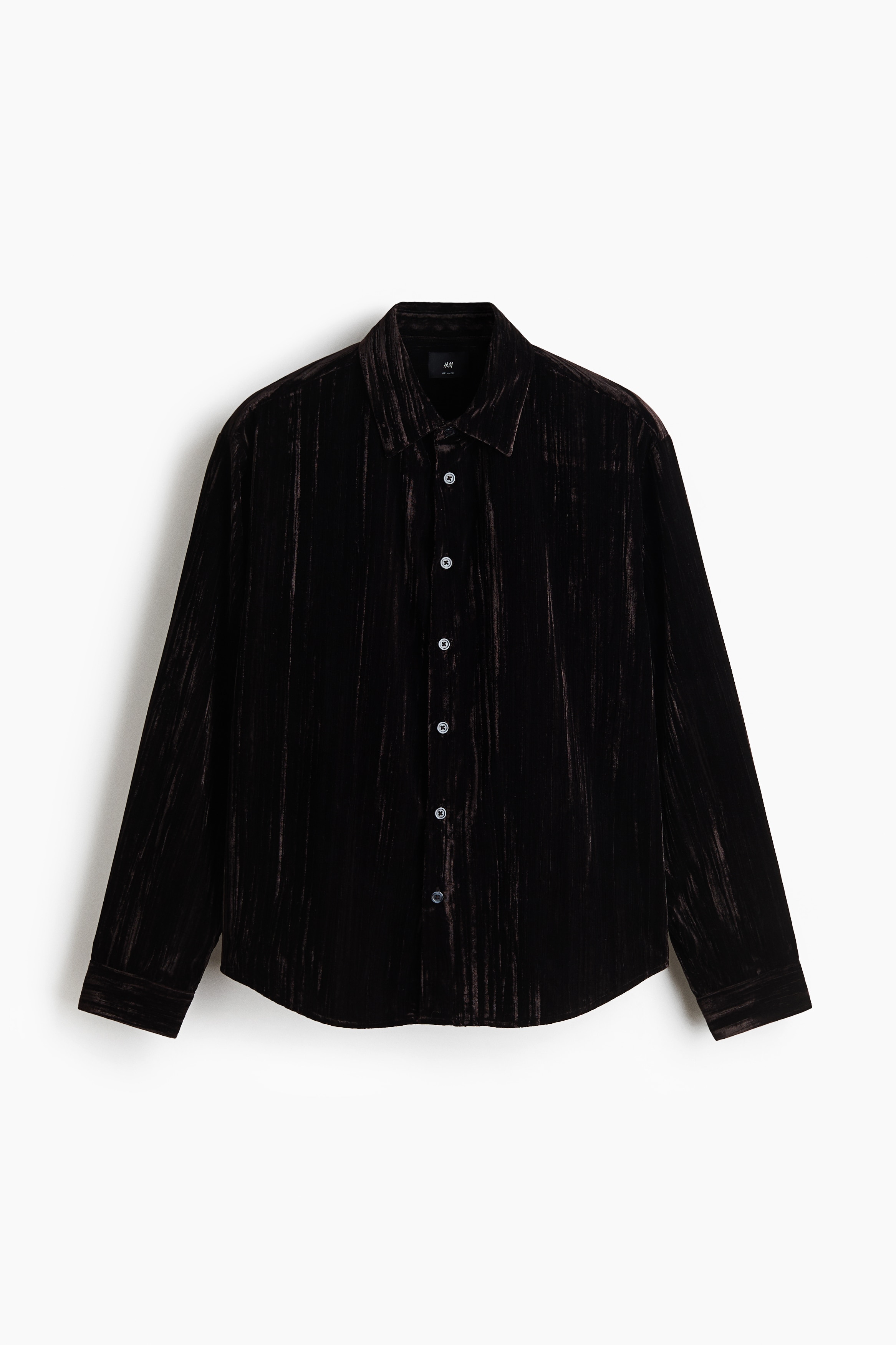 Relaxed Fit Velour shirt - Dark brown