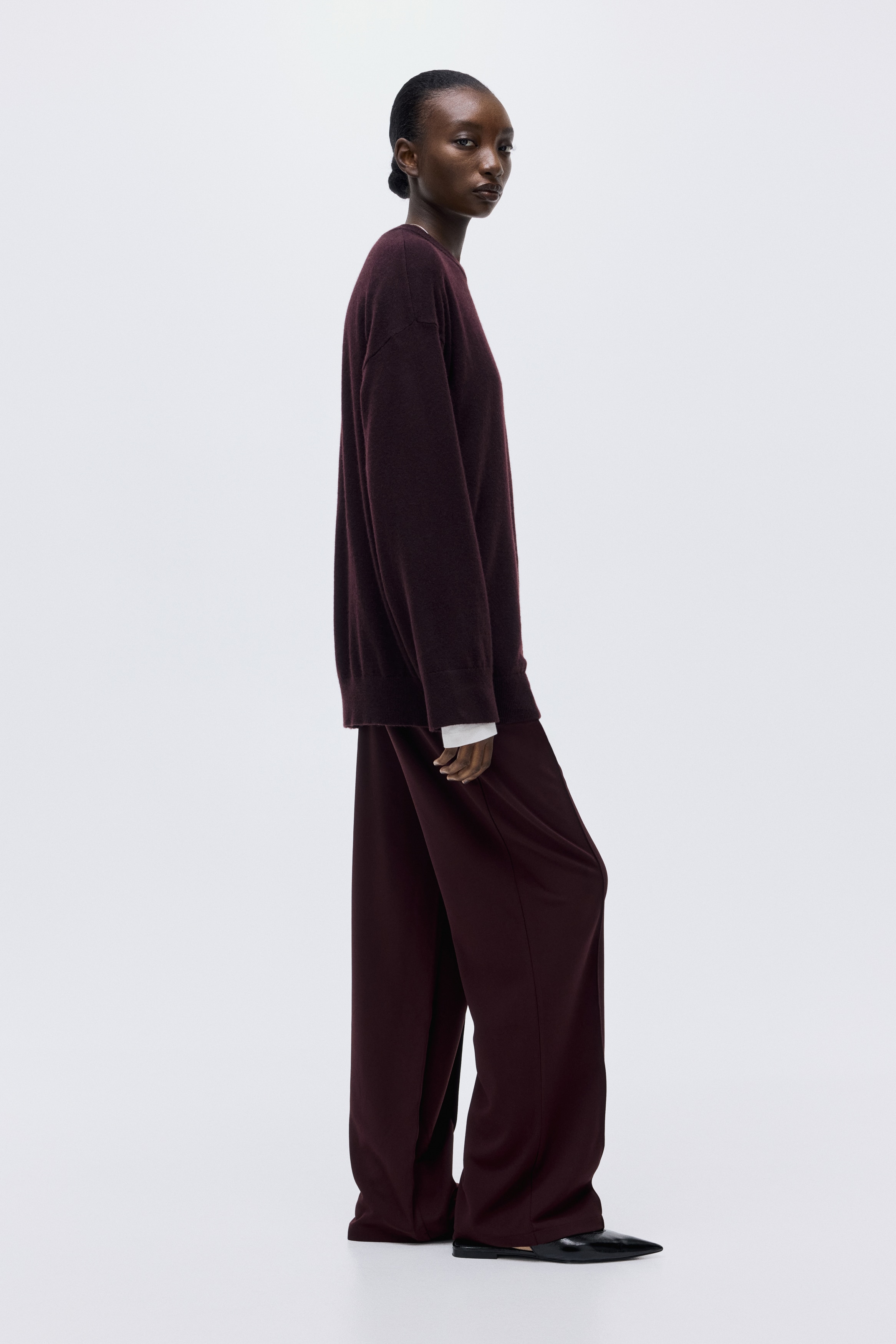 High-waisted tailored trousers