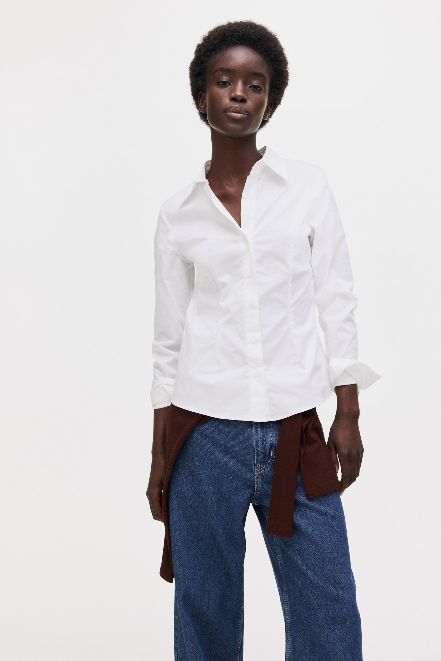 Fitted shirt - White/Dark blue/Striped/Black - 3