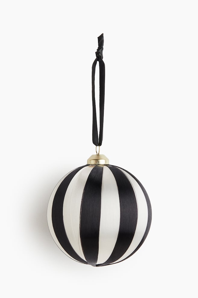 Pallina di Natale in filo di raso - Nero/righe/Verde/righe - 1