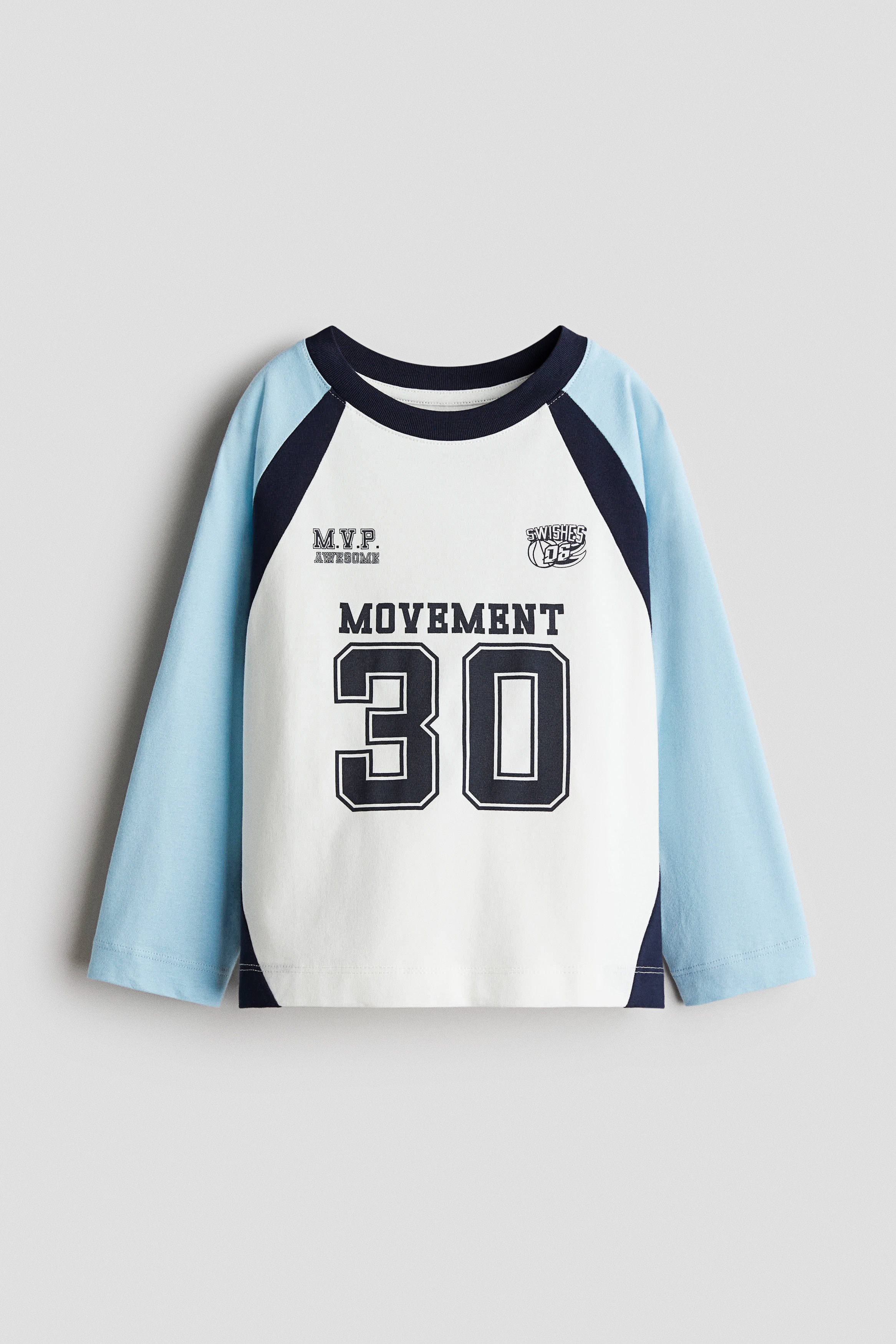 Printed long-sleeved T-shirt - Light blue/Movement/Navy blue/Movement/White/Movement