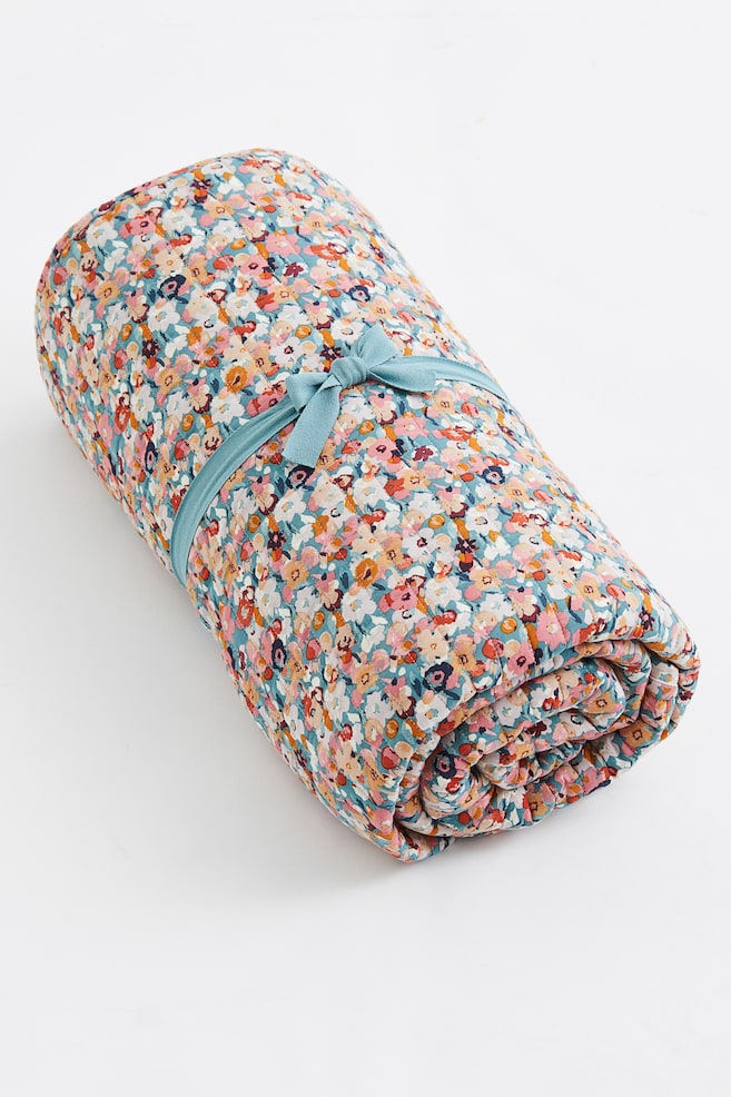 Quilted bedspread - Blue/Floral - 5