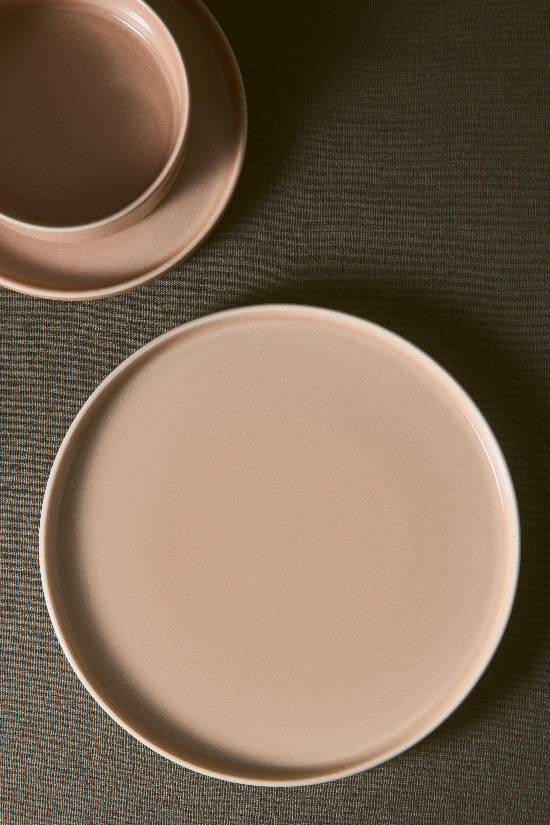 2-pack stoneware dinner plates - Light pink/Brown/White