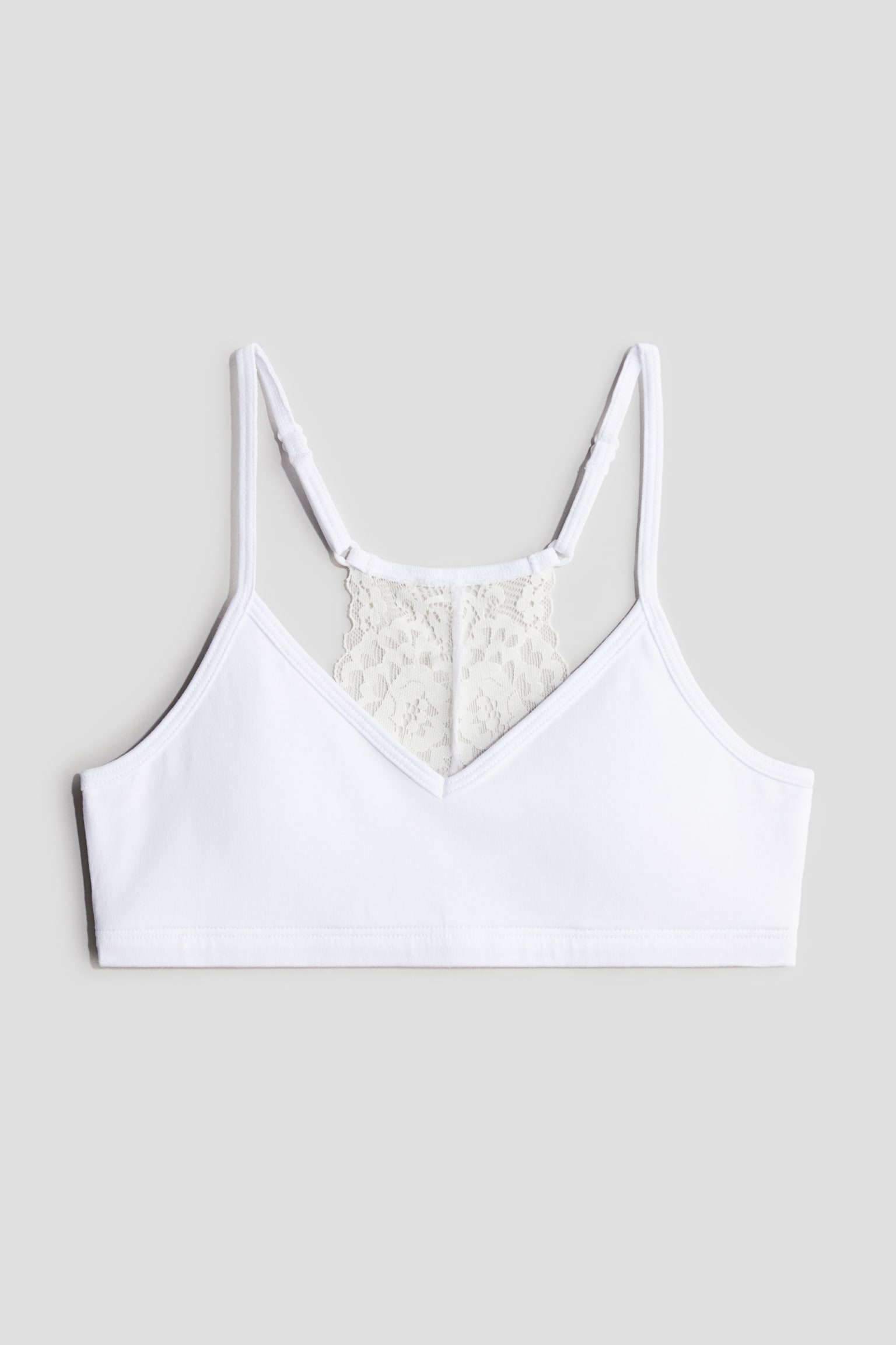 Lace-detail crop top - White/Pink - 1