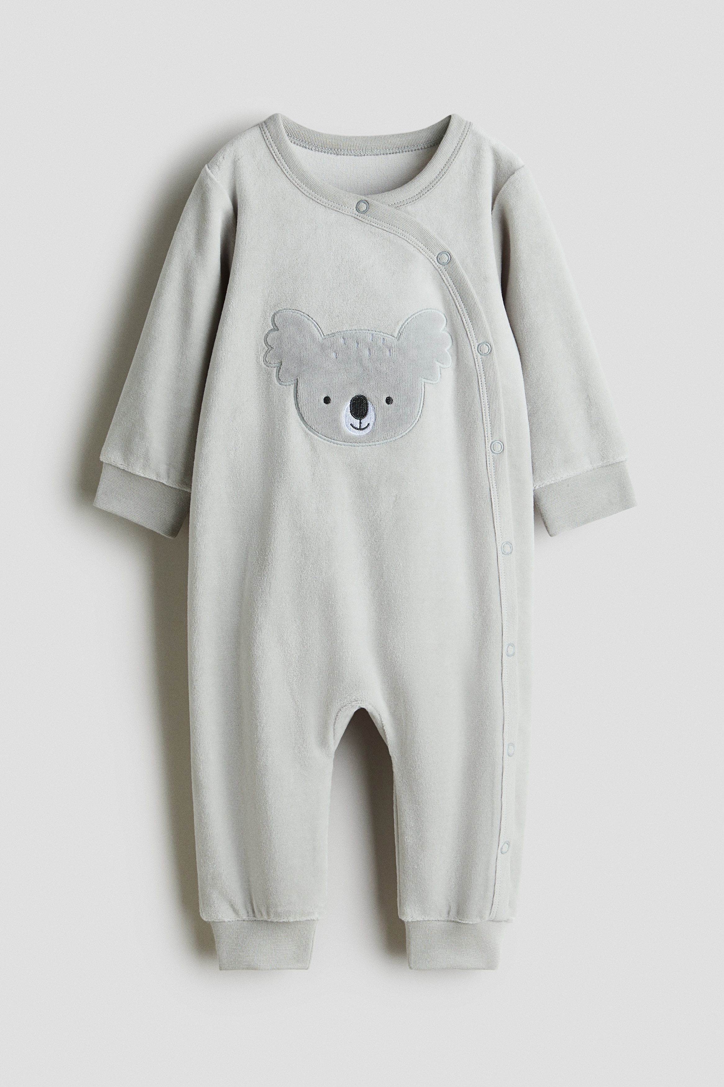 H & M - ベロアカバーオールパジャマ - グレー