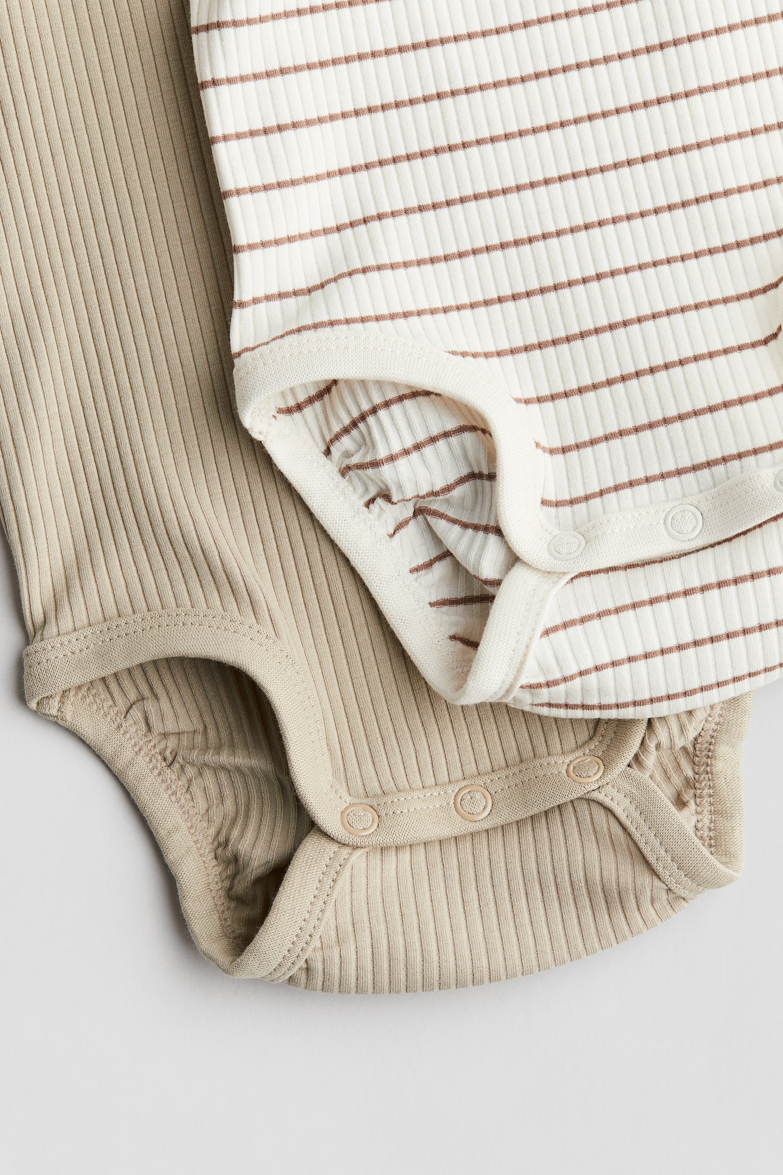 2-pack Henley bodysuits - Beige/Brown striped/Black/White striped - 2