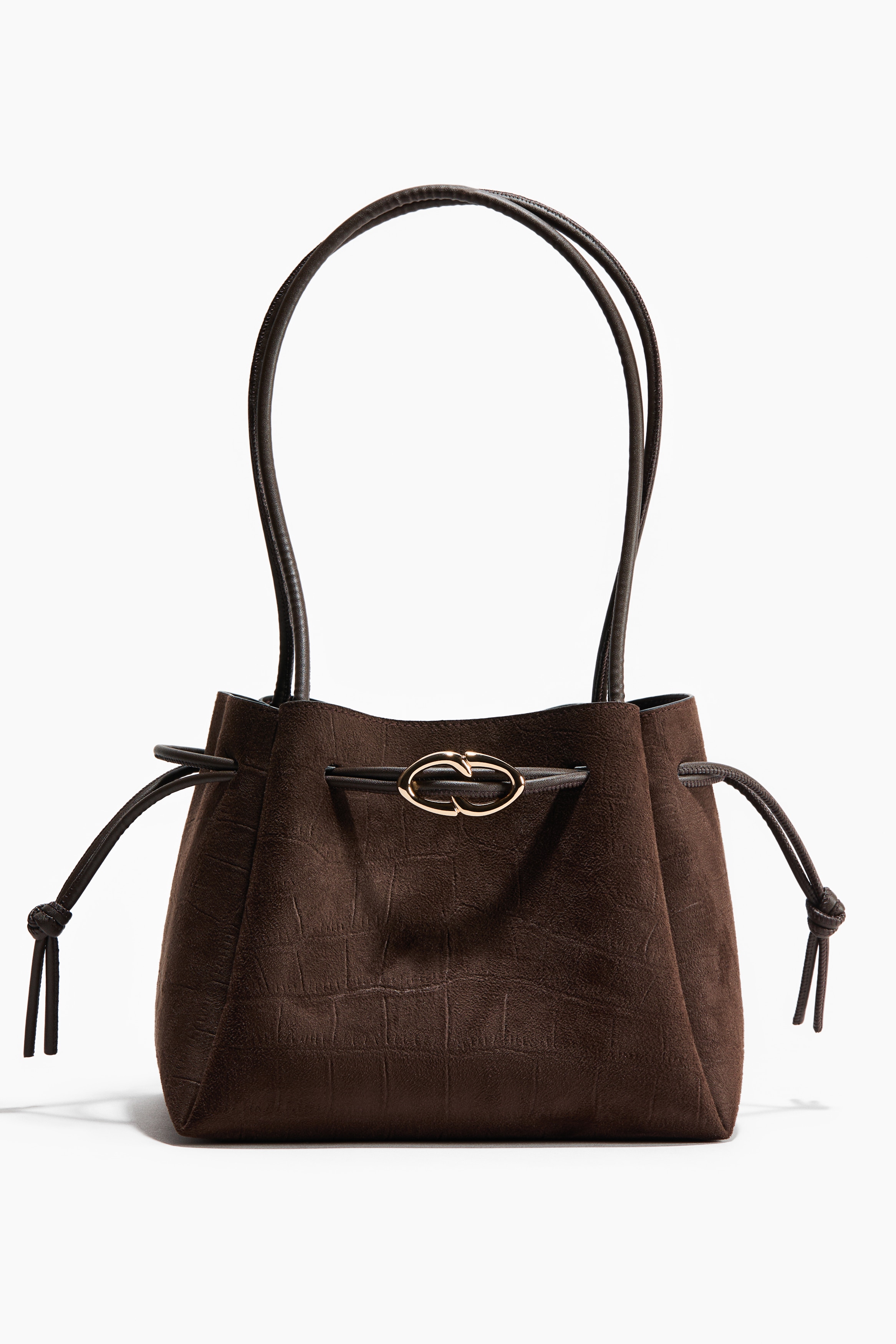 Shoulder Bag with Drawstring - Dark brown - Ladies | H&M US