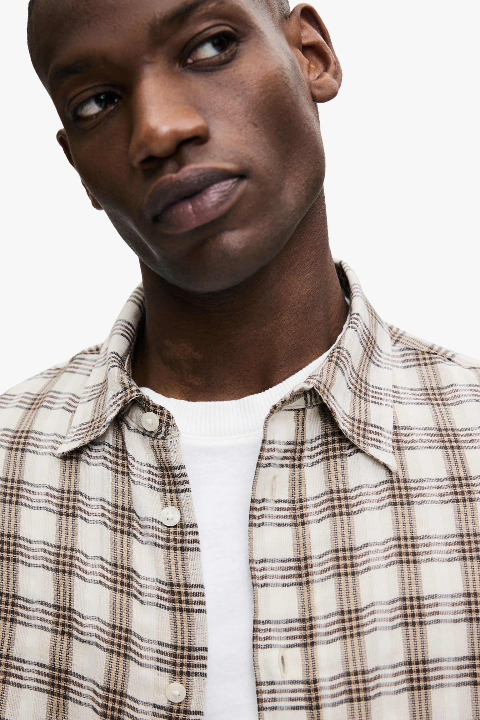 Relaxed Fit Cotton shirt - Beige claro/Cuadros/Beige claro/Cuadros - 7