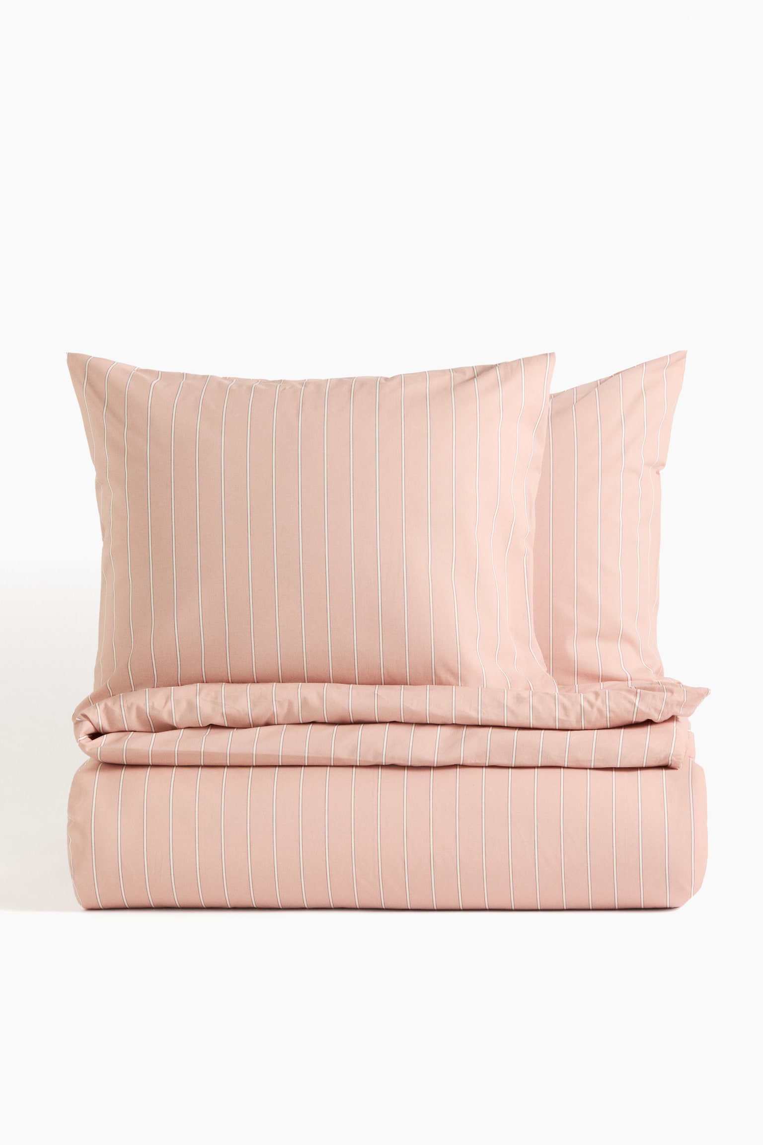 Striped double/king duvet cover set - Dusty pink/Striped/Light beige/Striped/Light dusty green/Striped - 1