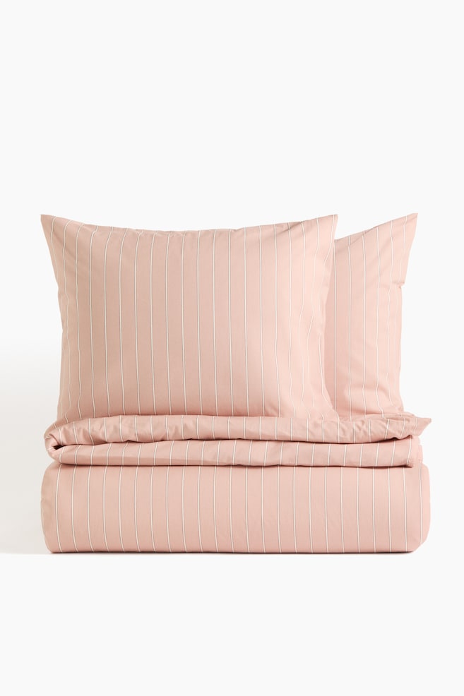 Striped double/king duvet cover set - Dusty pink/Striped/Light beige/Striped/Light dusty blue/Striped/Mole/Striped/Light dusty green/Striped - 1