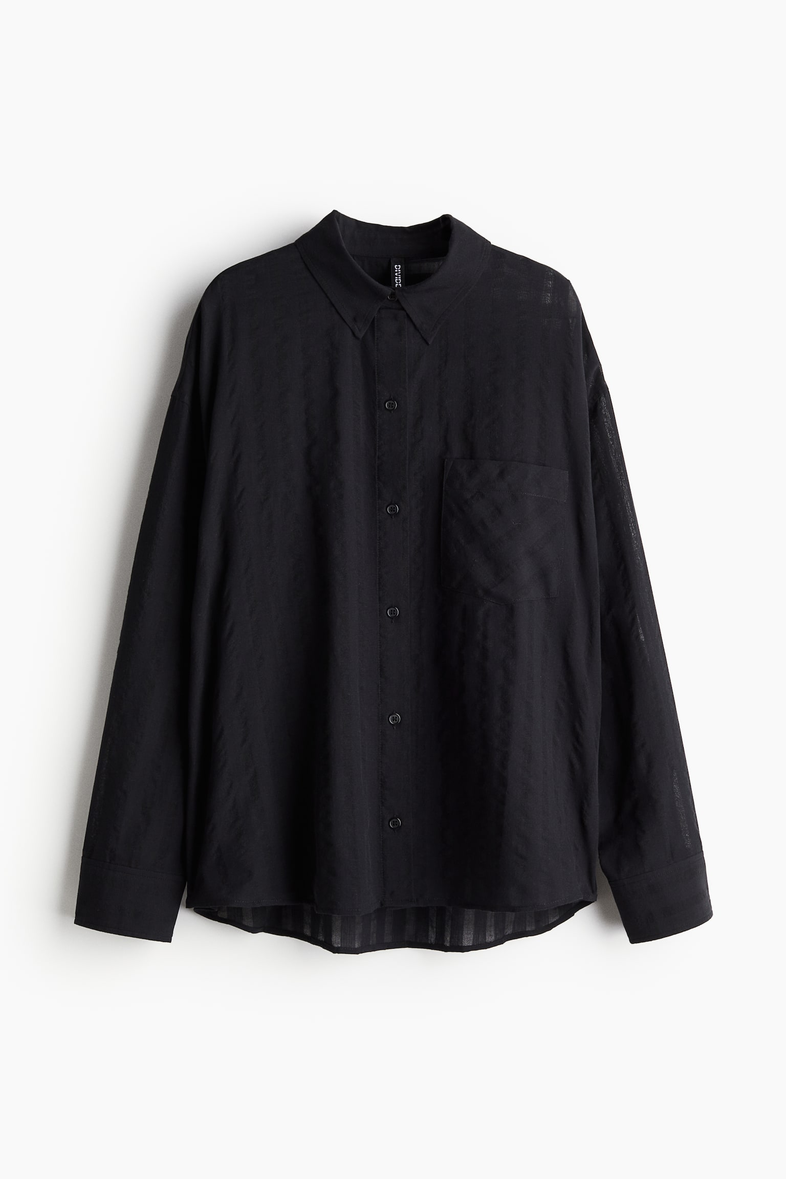 Oversized cotton shirt - Black/White - 2