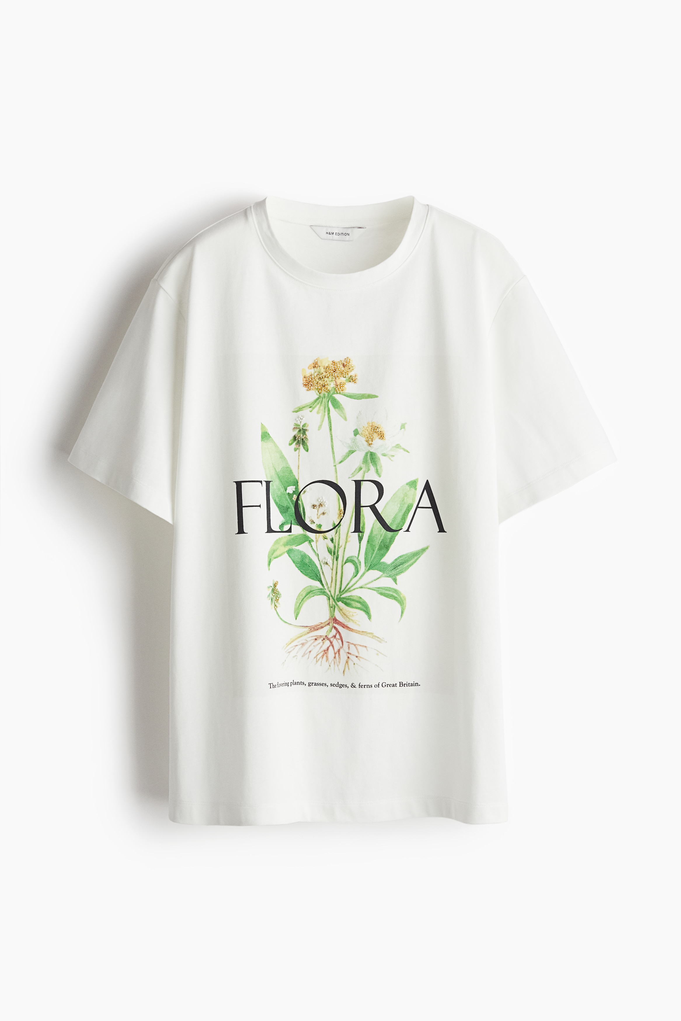 Majica s aplikacijom - Bela/Flora/Bela/Tropicale