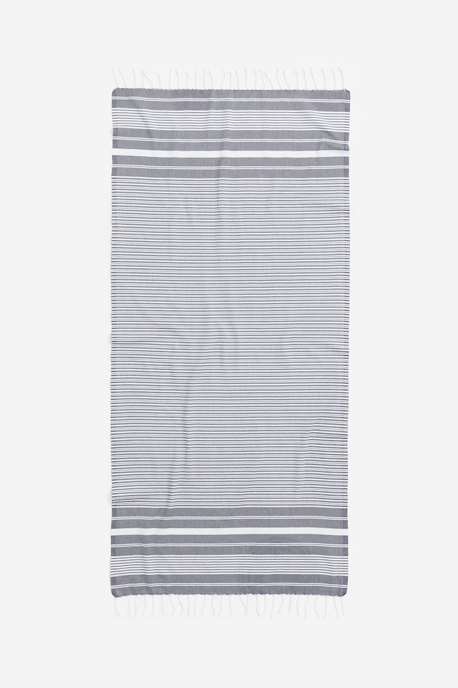 Strandhåndklæde i bomuld - Antracitgrå/Hvidstribet/Beige/Stribet - 1