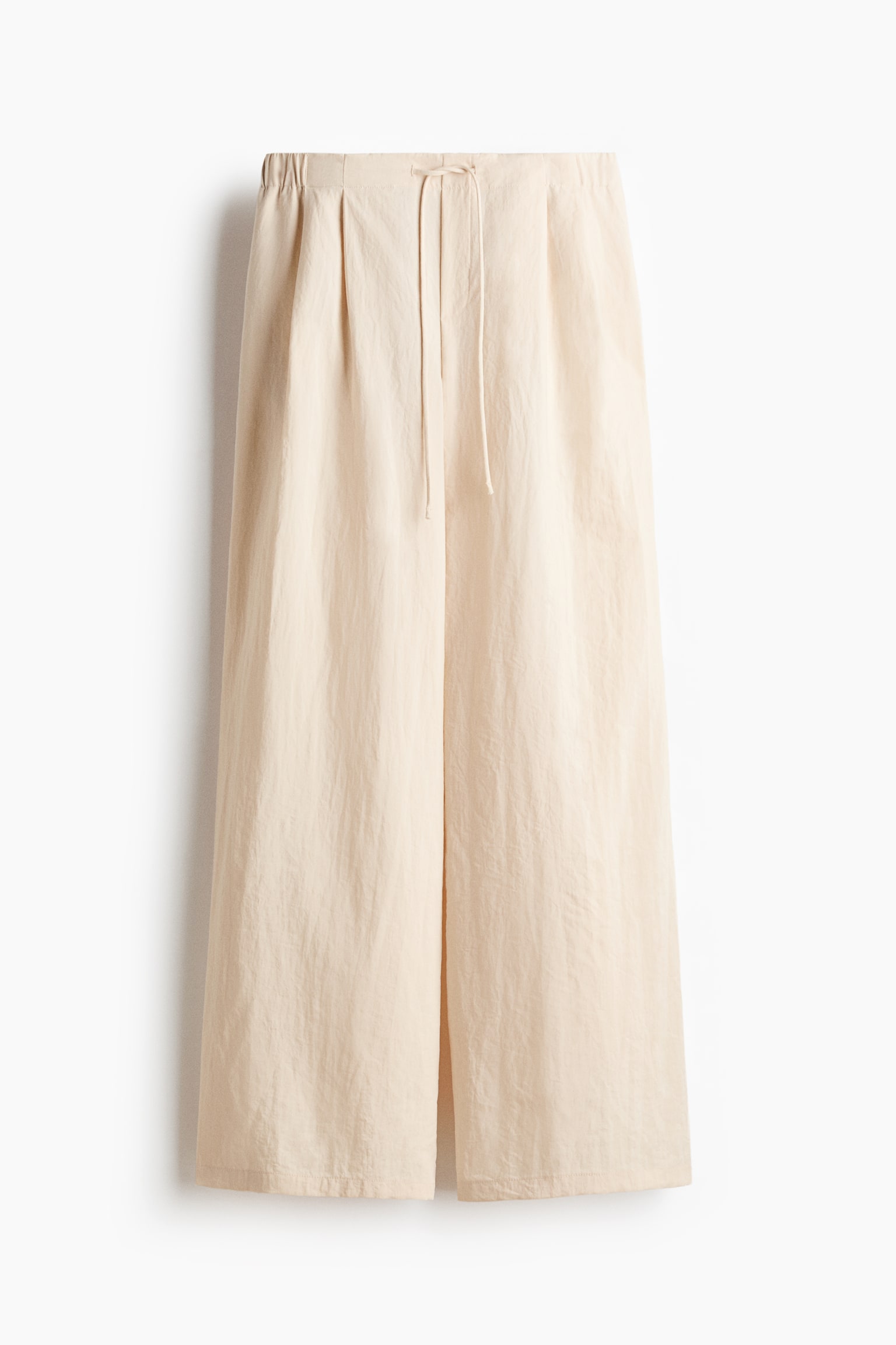 Wide drawstring trousers - Light beige - 1