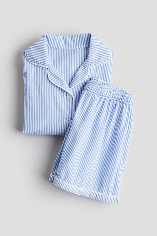 Cotton poplin pyjamas - Blue/White striped - 2