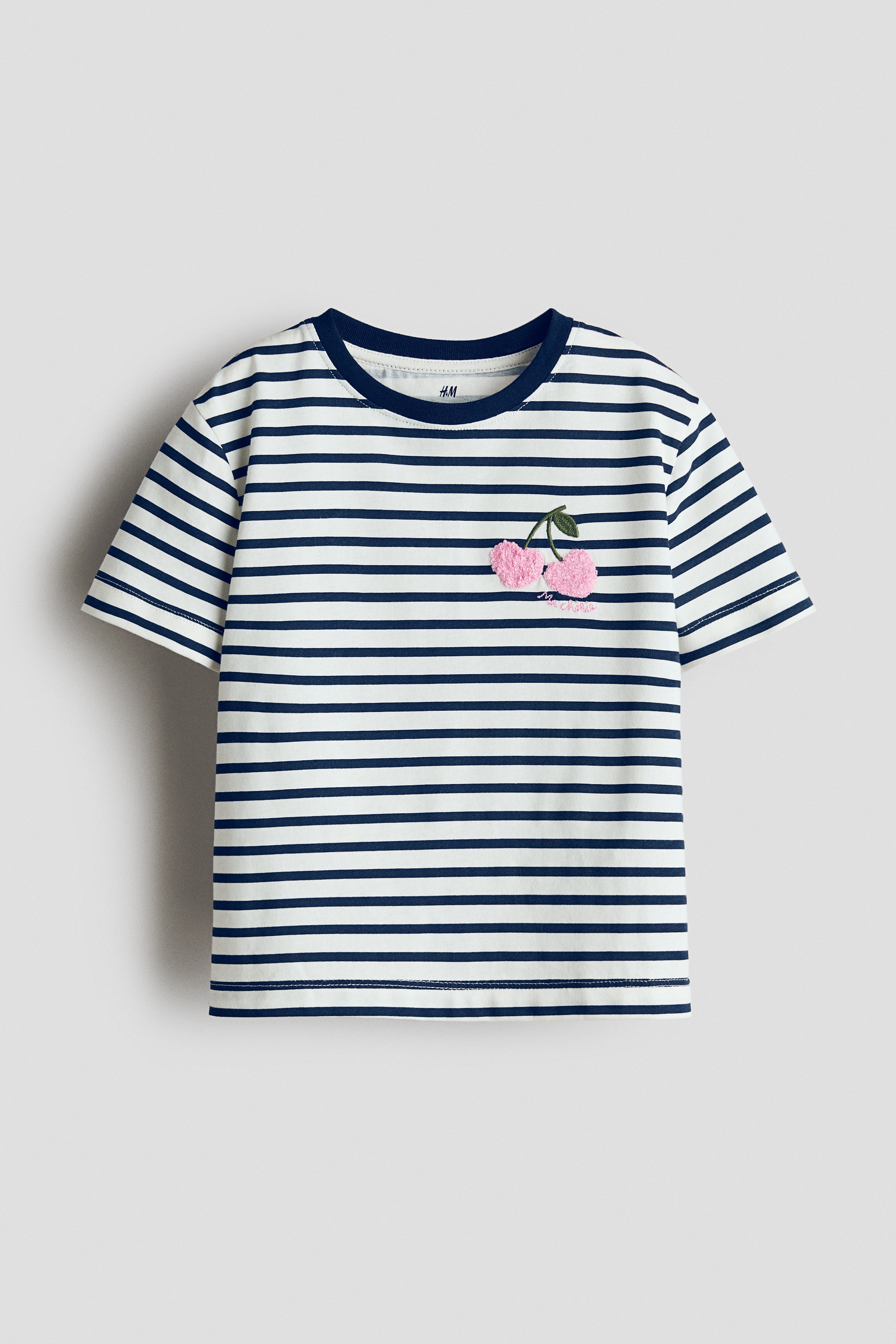 Tricou cu motiv - Alb/bleumarin/Roz-deschis/inimi/Crem/funde