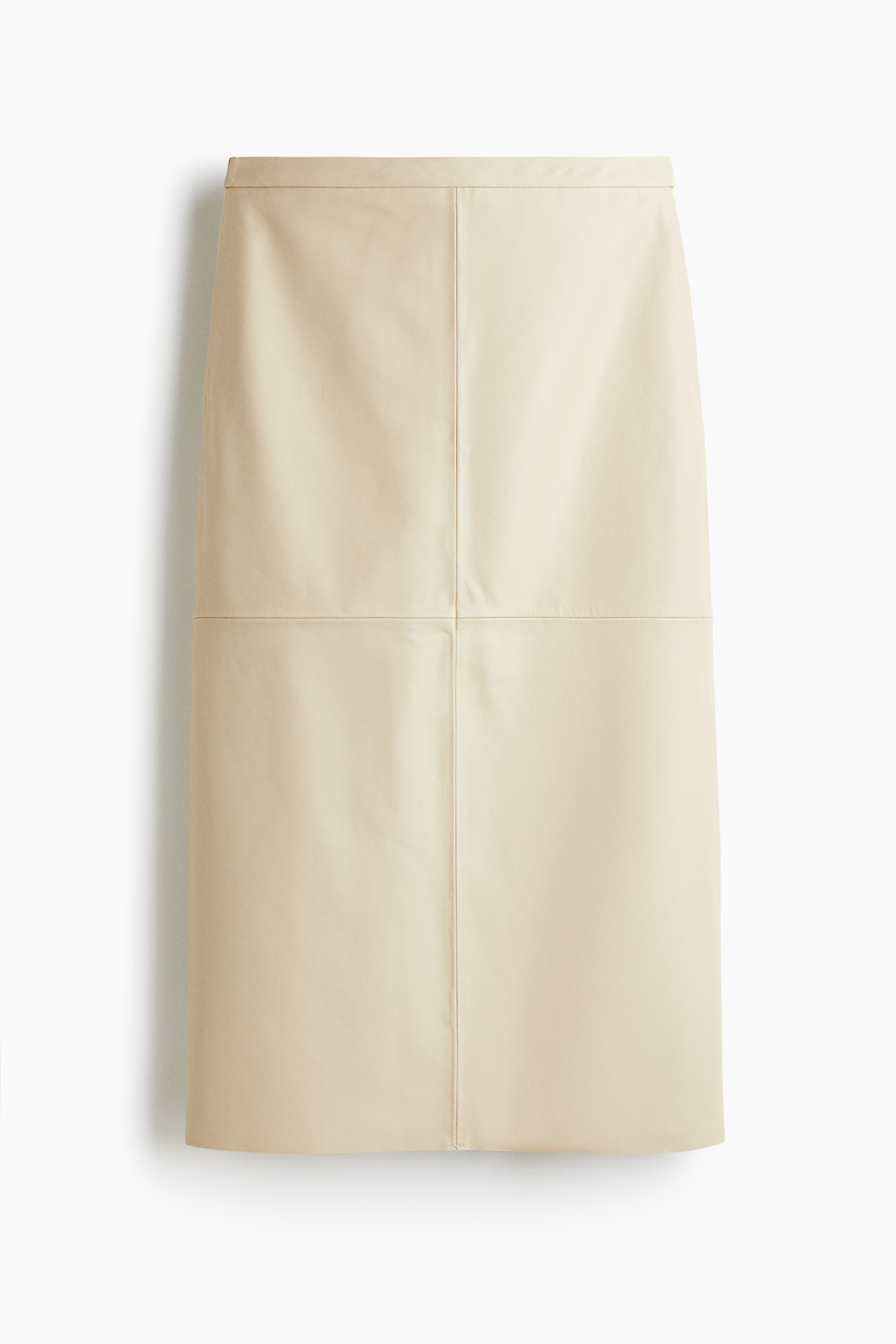 Leather Pencil Skirt - Light beige/Dark brown