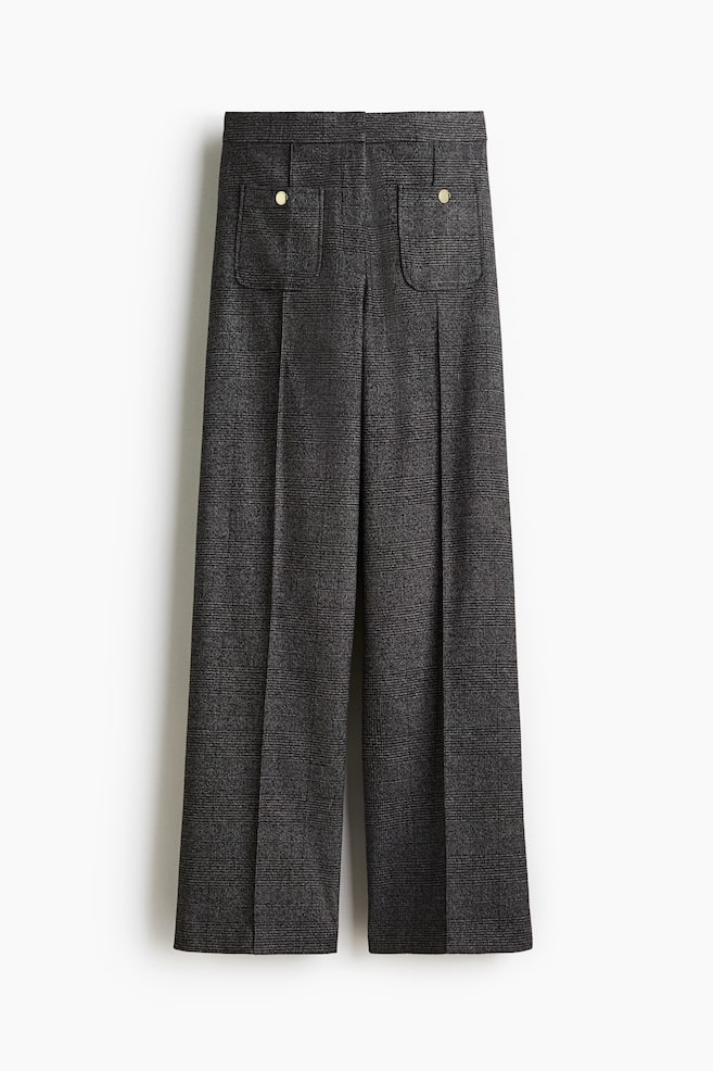 Crease-leg trousers - Dark grey/Checked/Dark brown marl - 1