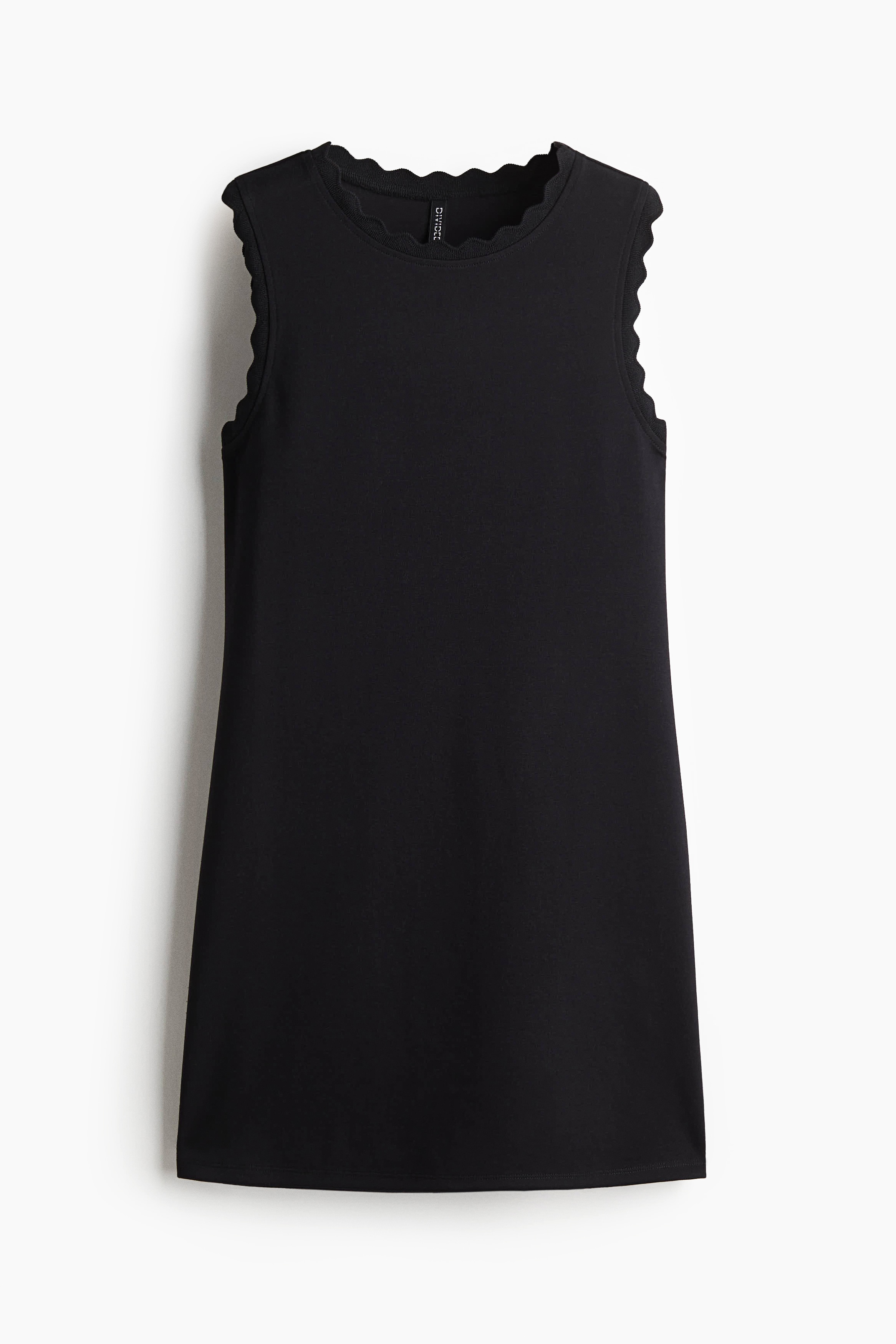 Scalloped Jersey Dress - Black/White/Light blue