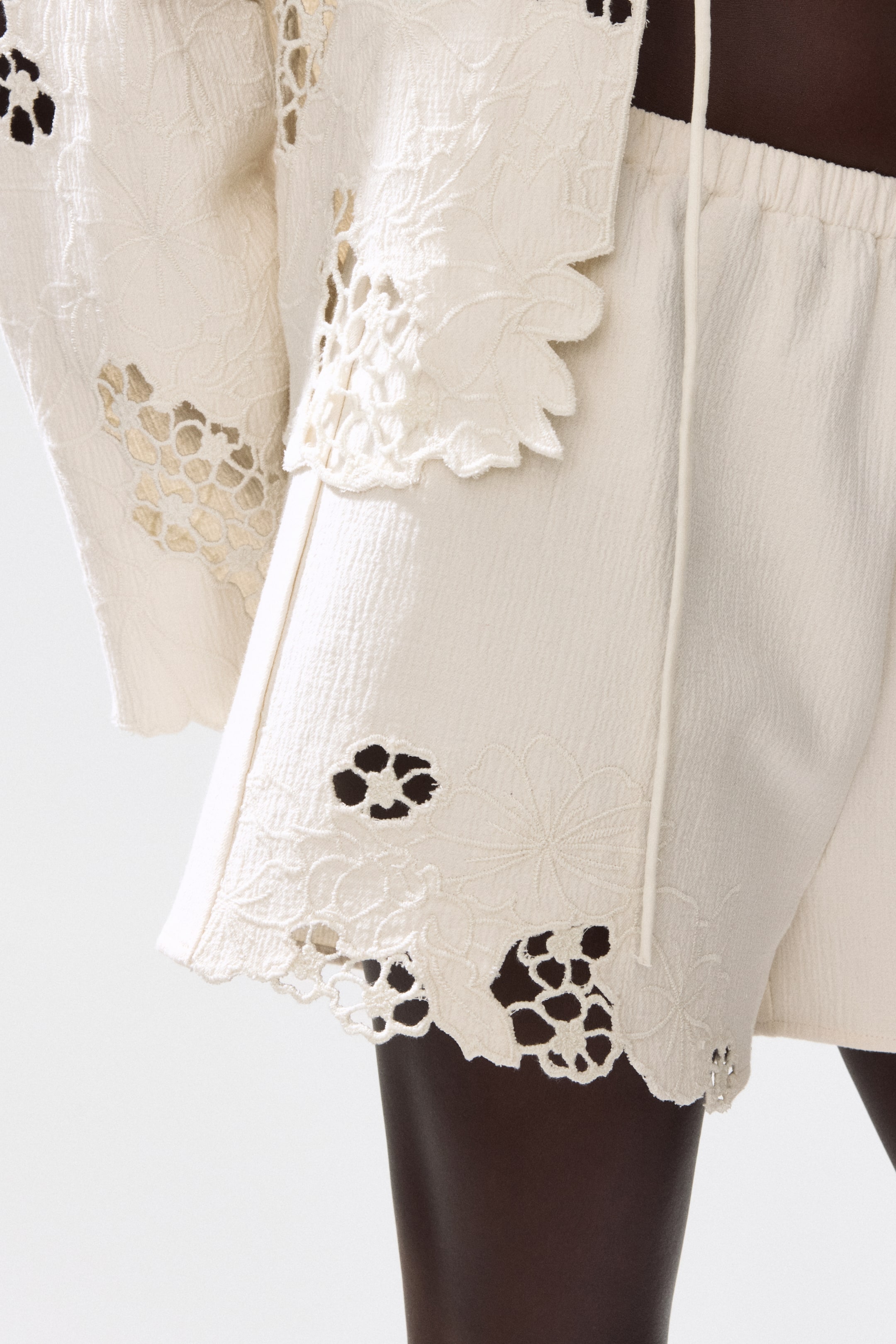 Cotton Shorts with Eyelet Embroidery