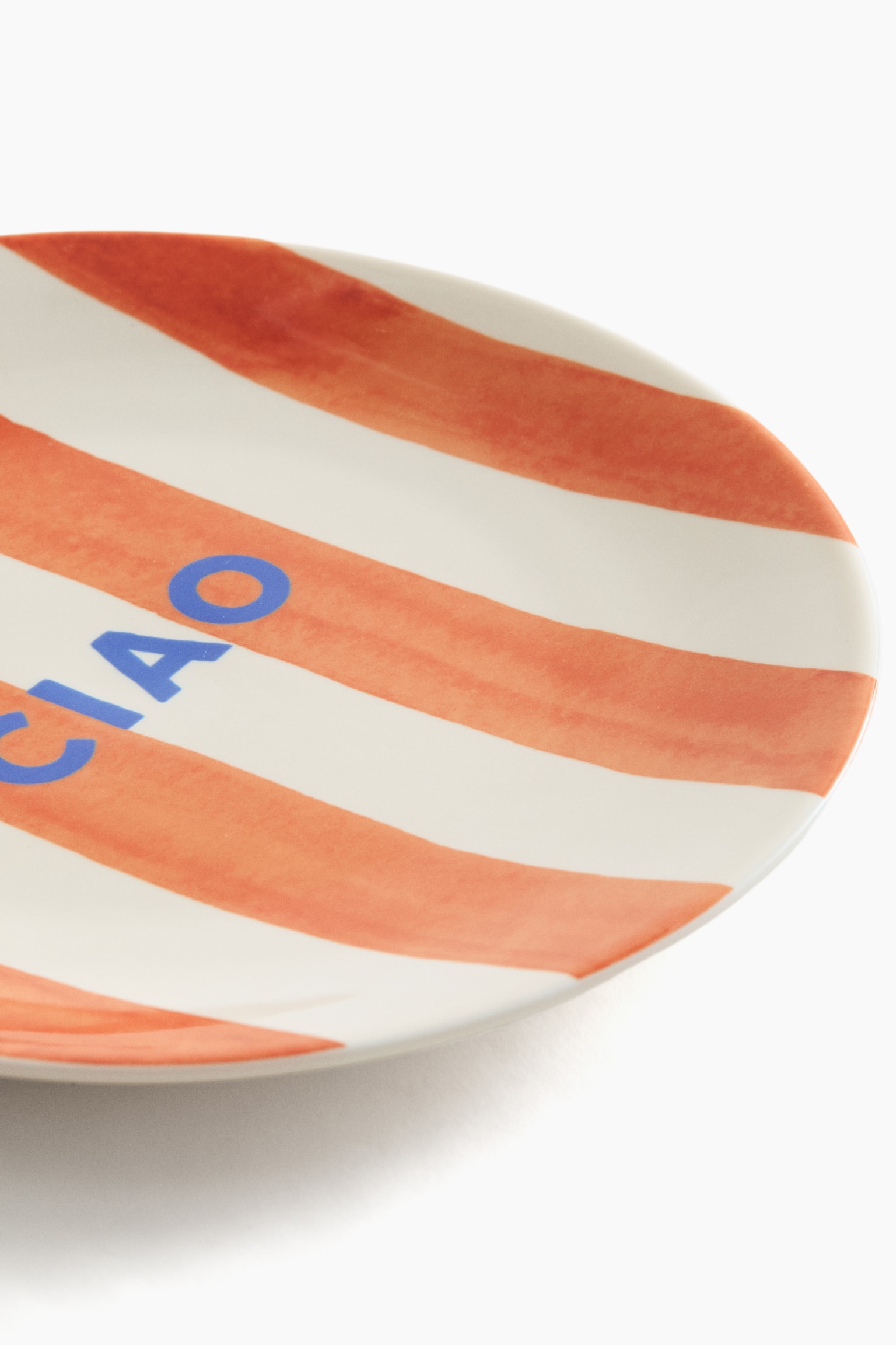 Text-motif porcelain medium plate - Orange/Ciao/Blue/Ciao/White/Buon Appetito/Green/Ciao - 3