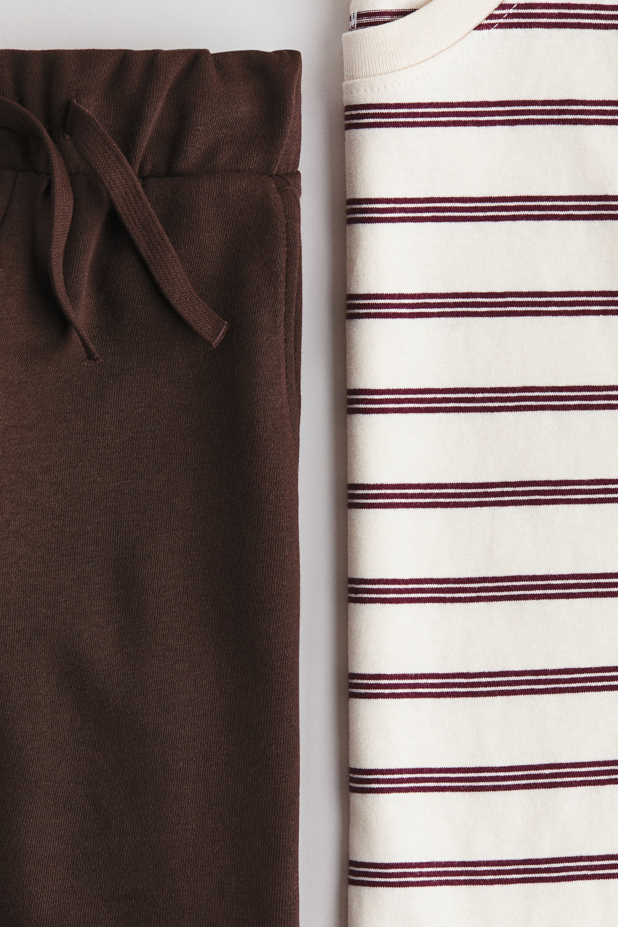 View larger image: 2-Piece T-Shirt and Shorts Set - Brown/light beige - Kids | H&M PH 2